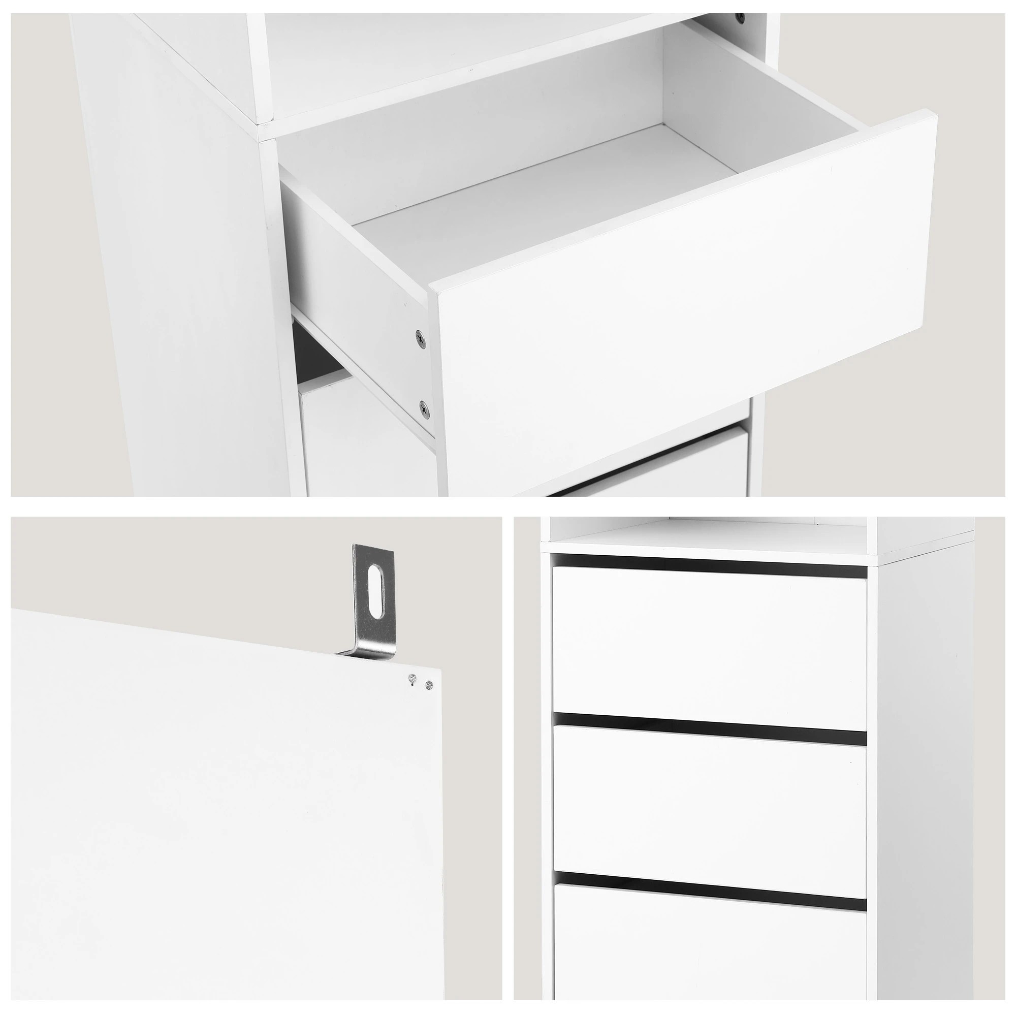 5 Artiss 2x Chest of 3 Drawers Tallboy Cabinet - White, 5 of 7