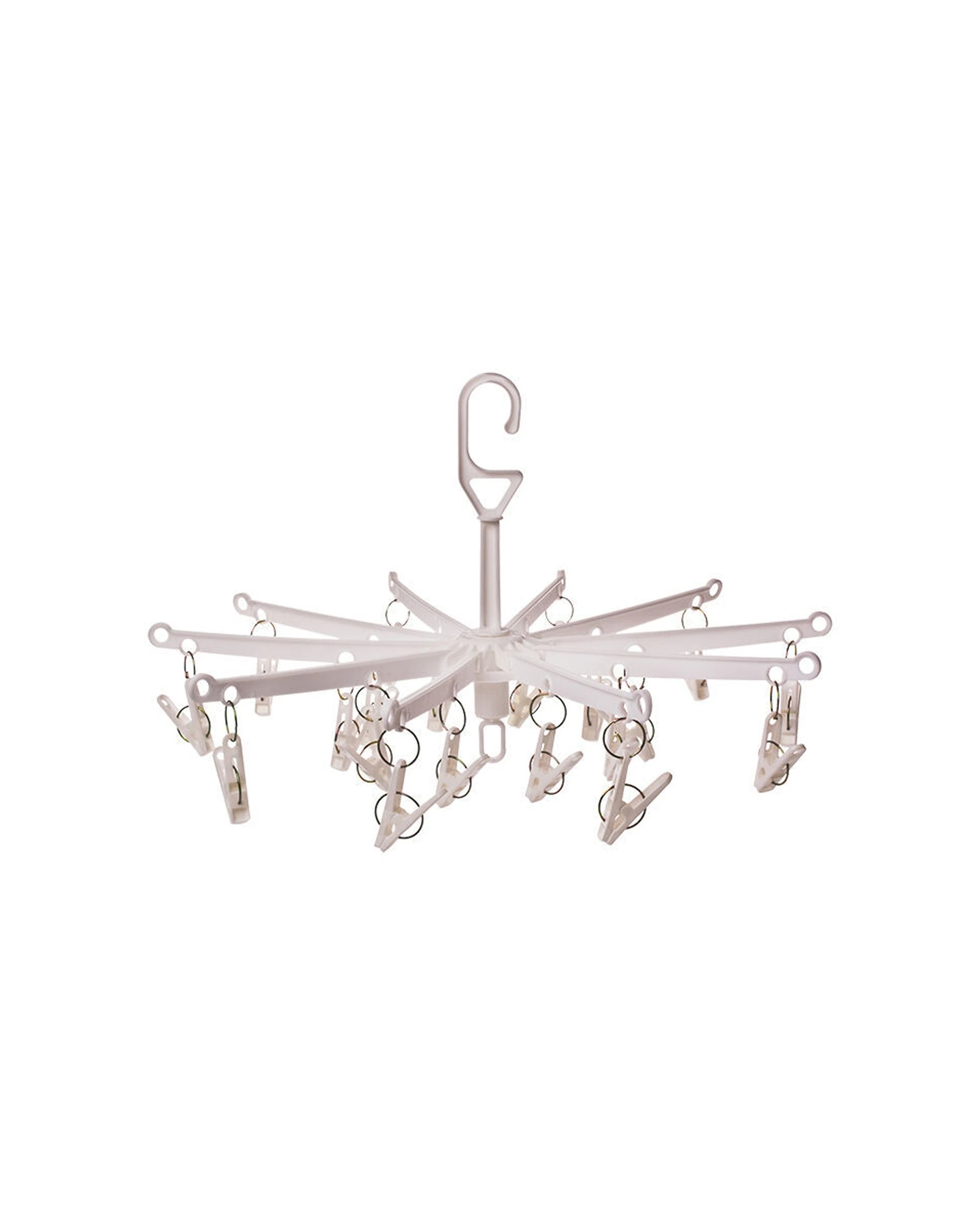 1 D.LINE Portable Foldable Hanging Clothes Hook Dryer 20 Pegs Clothes Drying
 - white, 1 of 3