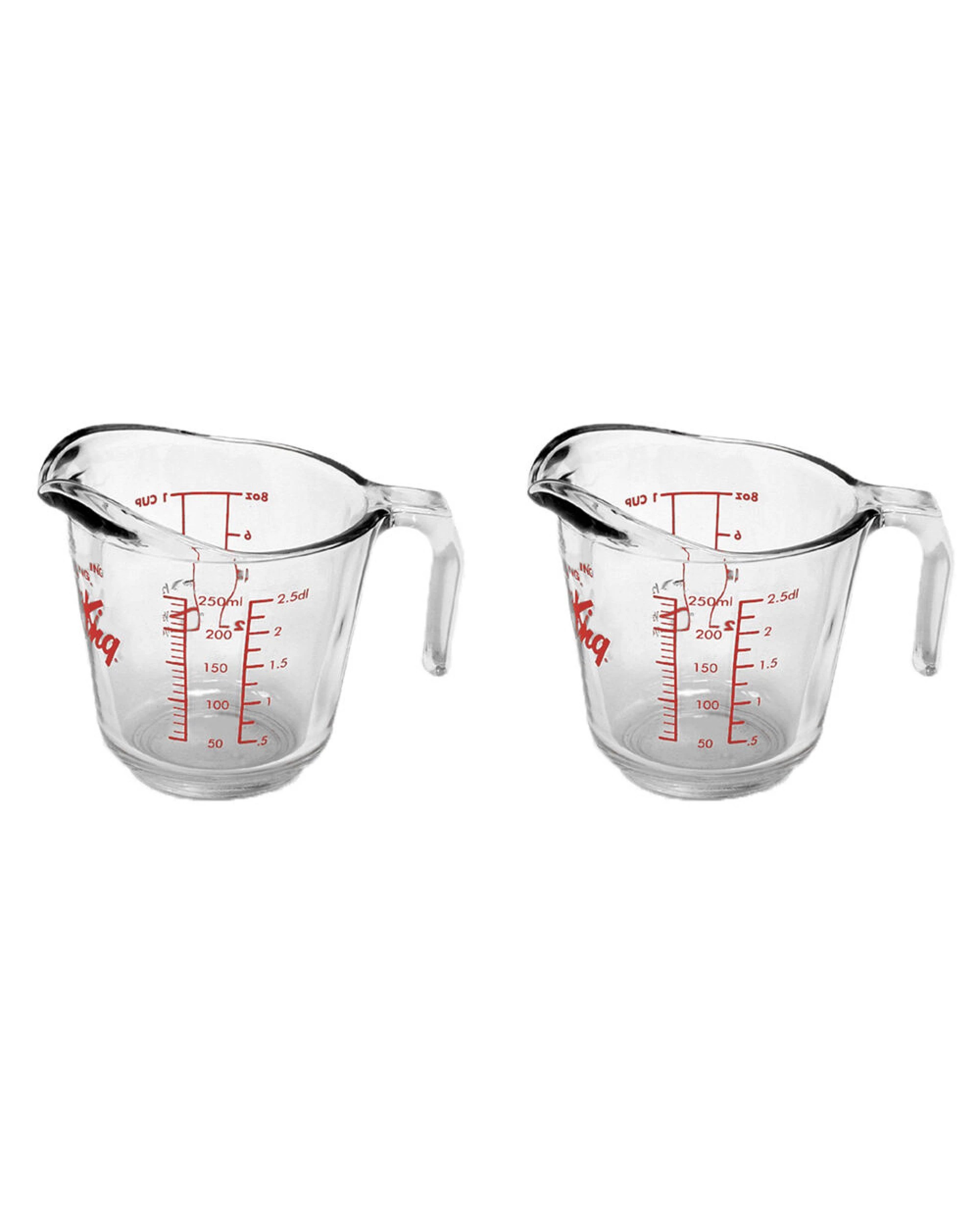 1 Anchor Hocking 2x 250ml/1-Cup Glass Measuring Jug Small - Clear, 1 of 6