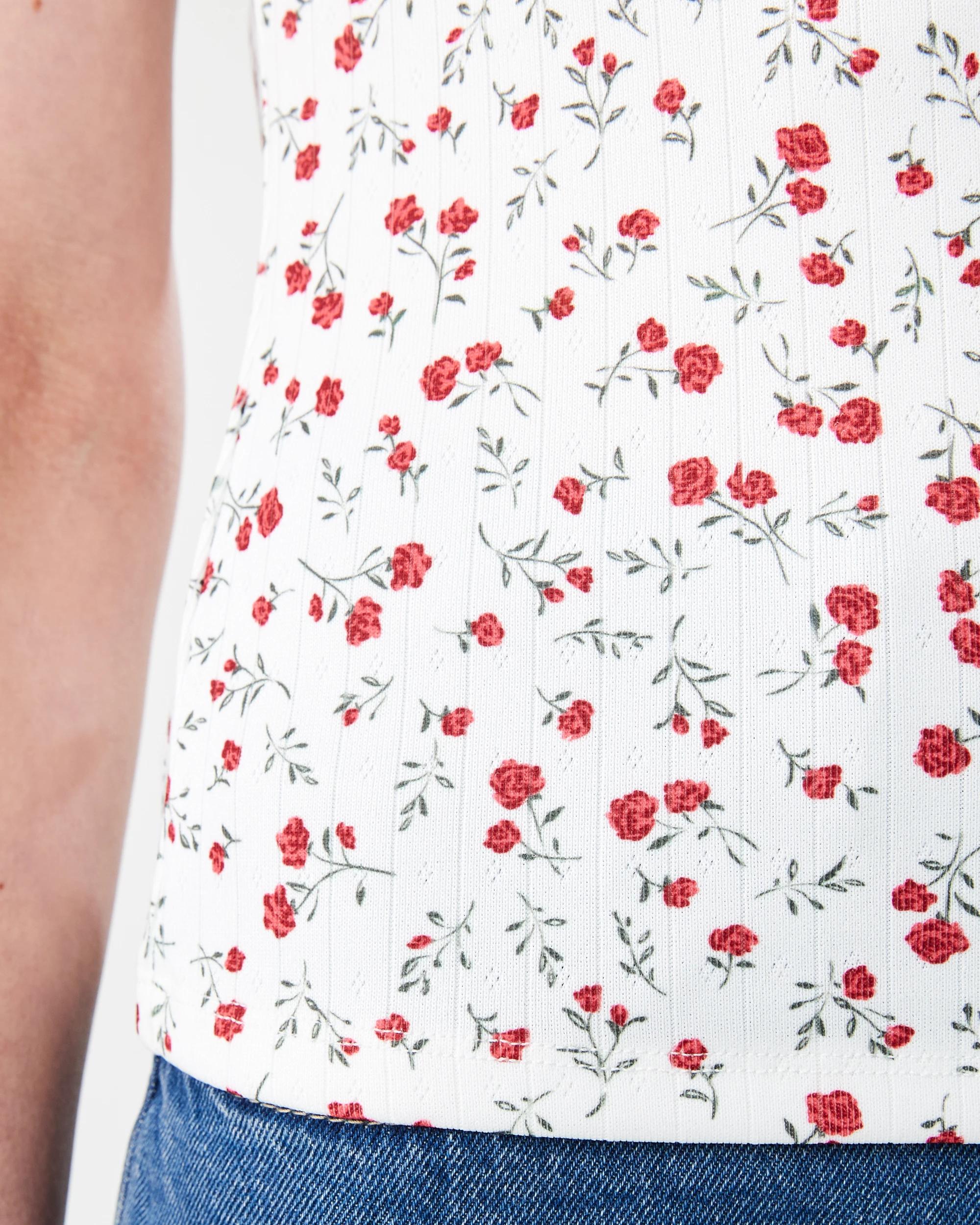 6 Short Sleeve Pointelle Printed T-shirt Litt Rose, 6 of 6