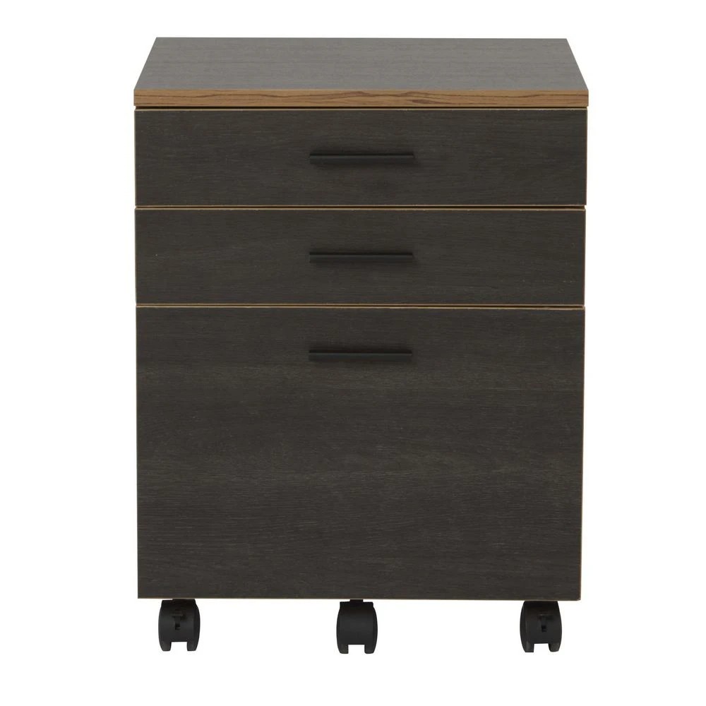 2 Otto Contour 3 Drawer Pedestal Black Cabinets Pedestals, 2 of 9