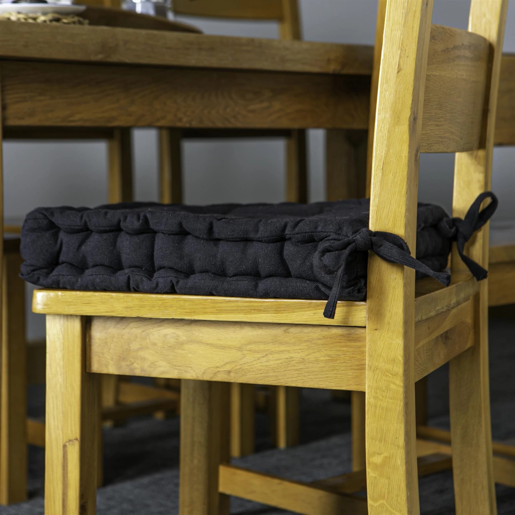 7 Nicola Spring Garden Chair Seat Cushions - 40cm x 40cm - Pack of 4 - Black, 7 of 7