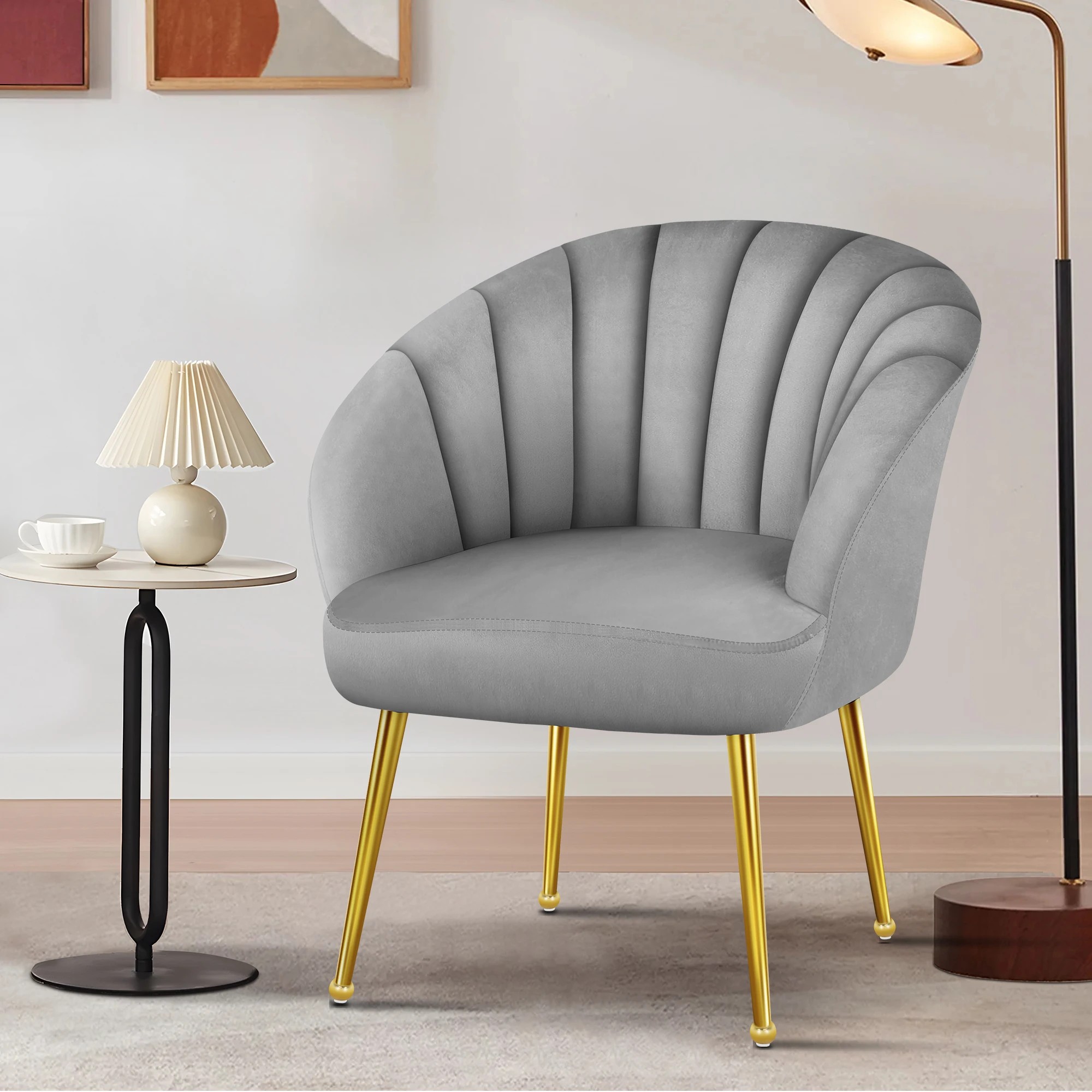 4 Alfordson Armchair Lounge Chair Accent Tub Chair Sofa Couch Velvet - Grey, 4 of 9