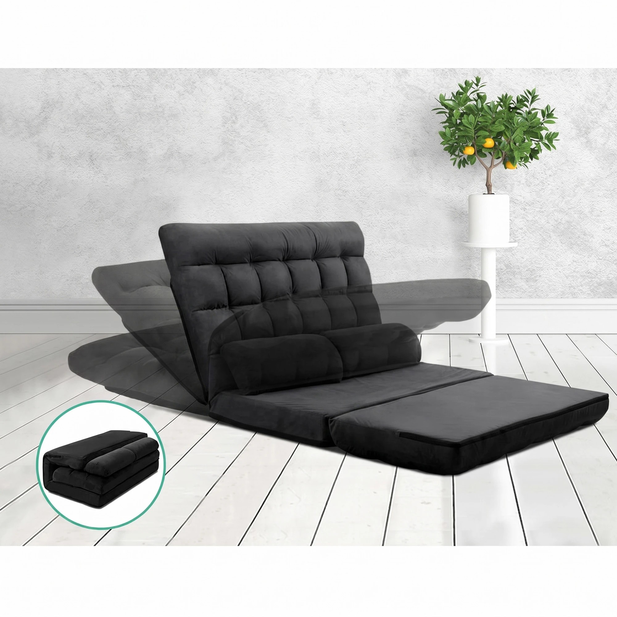 4 Artiss Sofa Bed Adjustable Floor Chair & TV Unit 120cm Entertainment Cabinet Set - Multi, 4 of 9