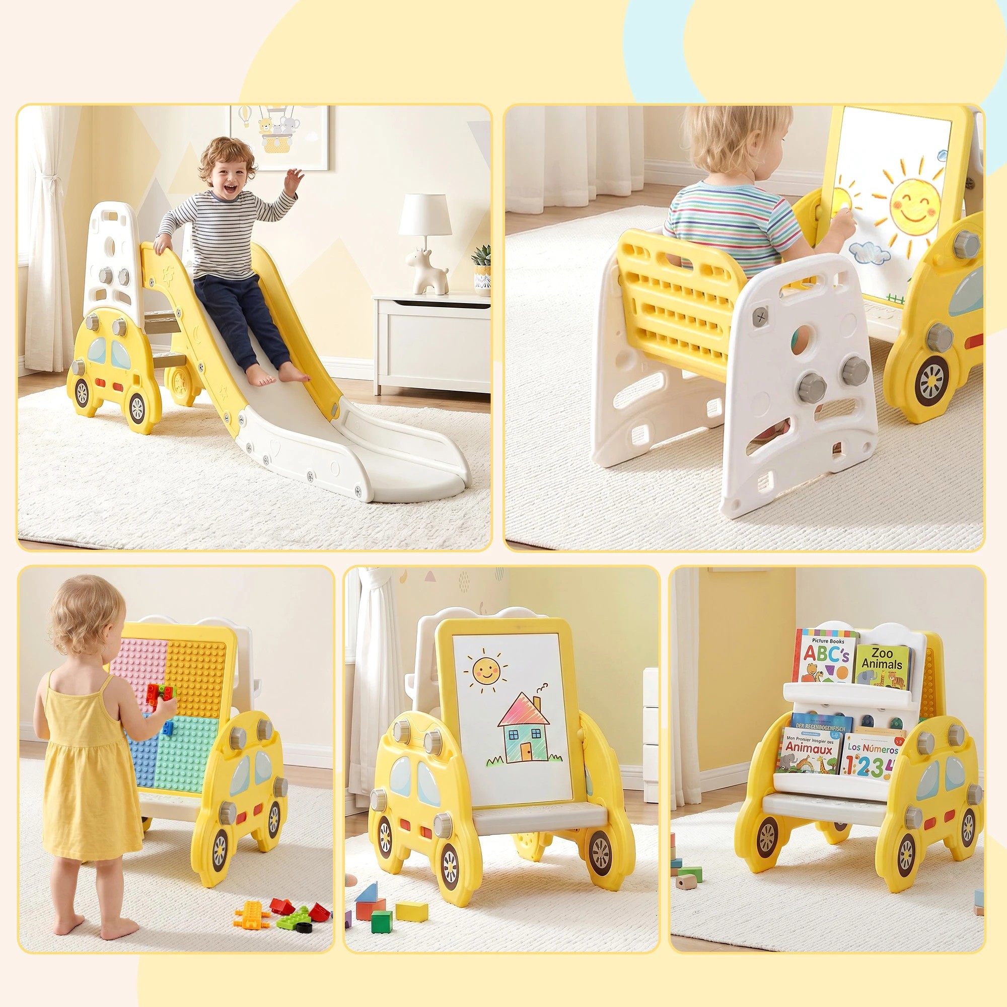 5 Keezi Kids Slide Set Toddler Playset - Yellow, 5 of 8