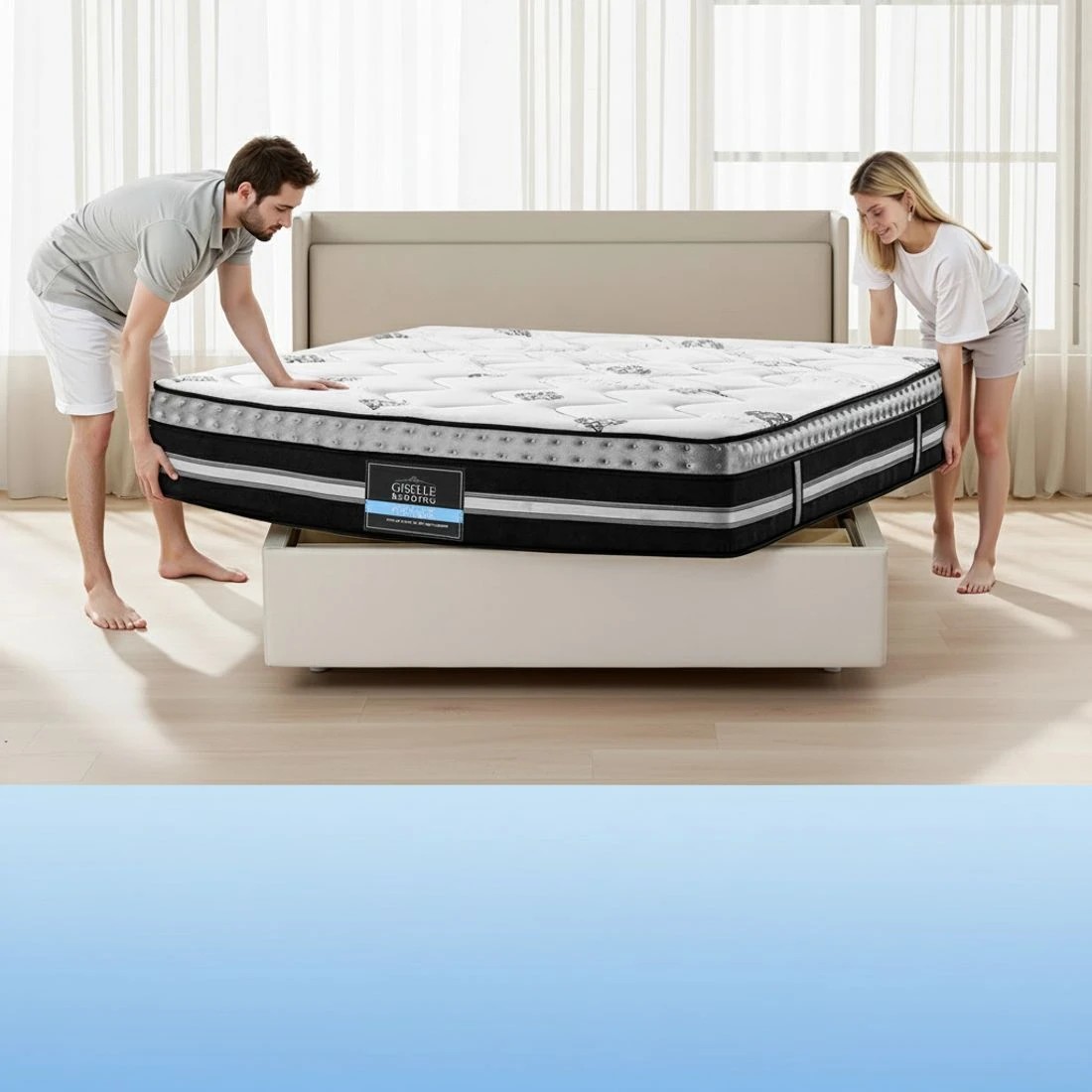 8 Giselle Bedding Double Mattress 35cm Bed in a Box Pocket Spring Gel Memory Foam - Double Bed - Multi, 8 of 10
