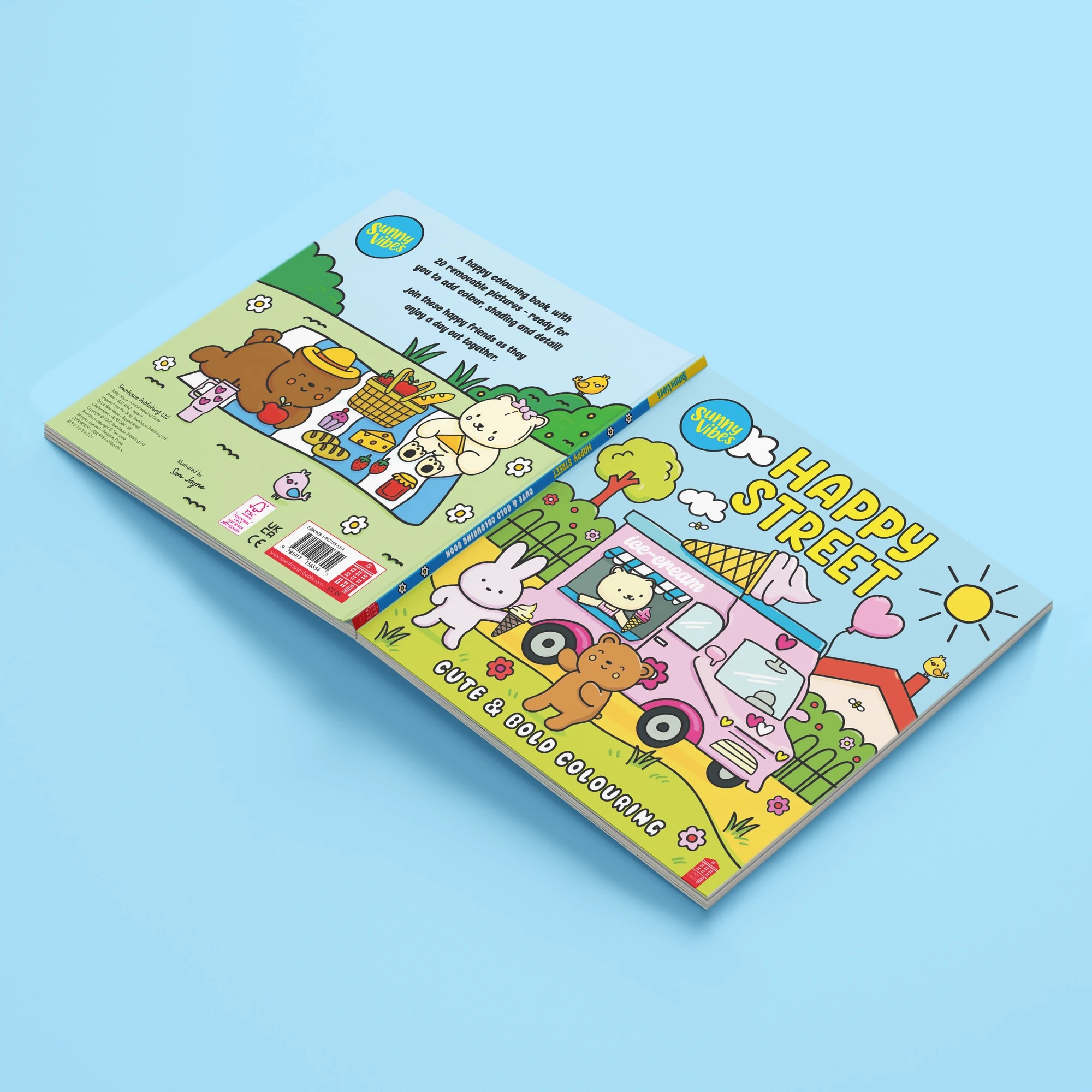 3 Sunny Vibes Happy Street Cute & Bold Colouring Book, 3 of 5