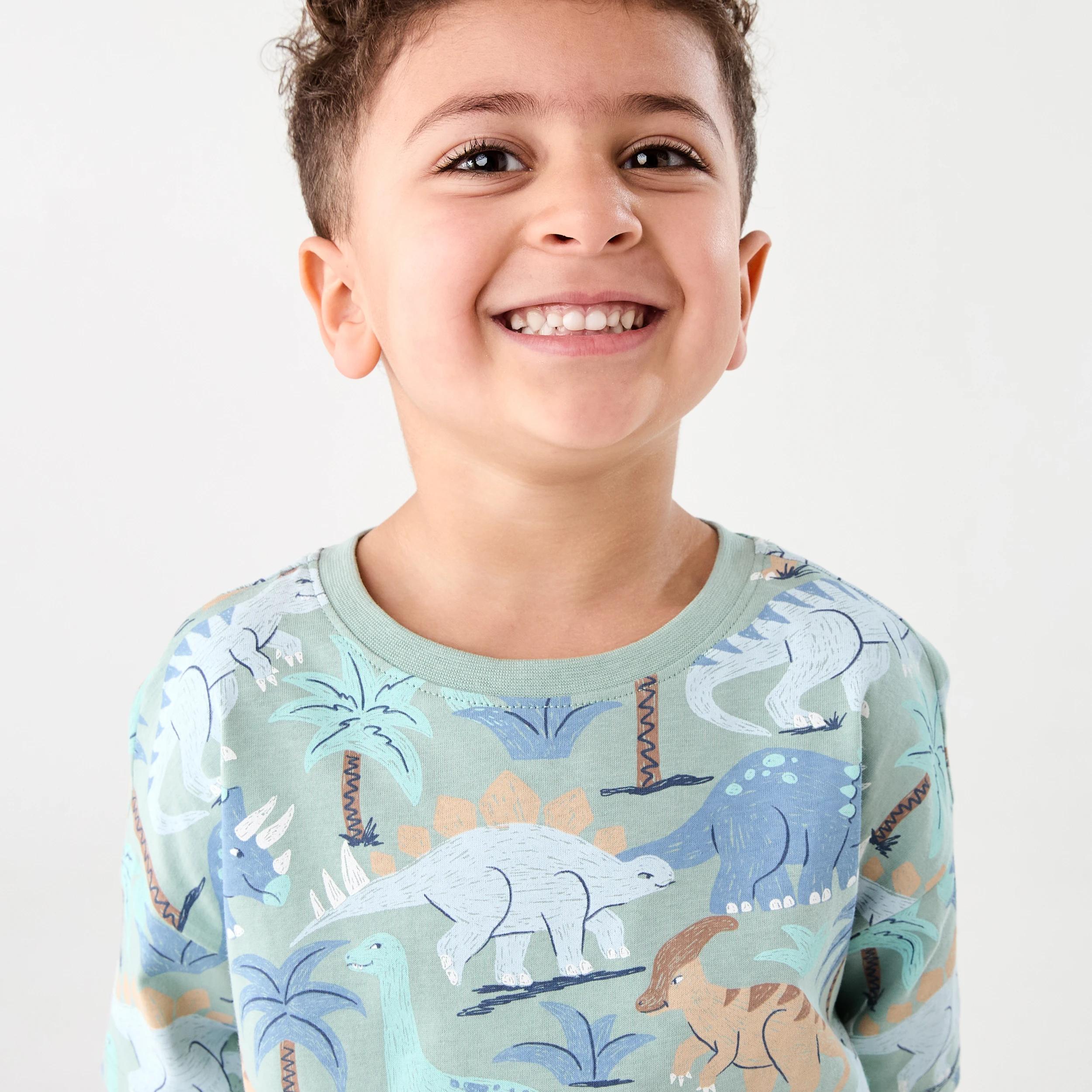 3 Short Sleeve Jersey Pyjama Set BLUE DINO, 3 of 7