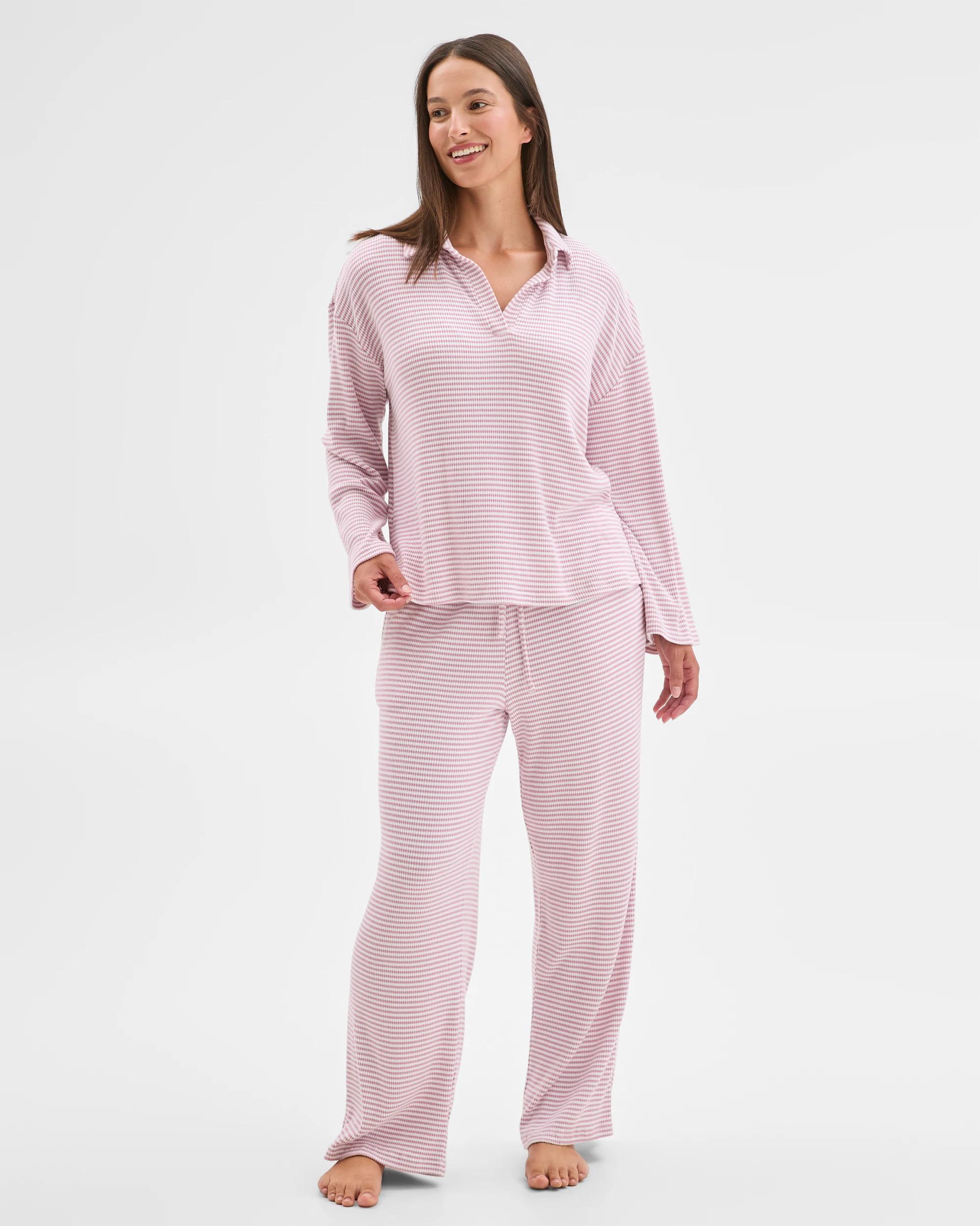 1 Target Woman Cosy Rib Notch Collar Top PINK, 1 of 5