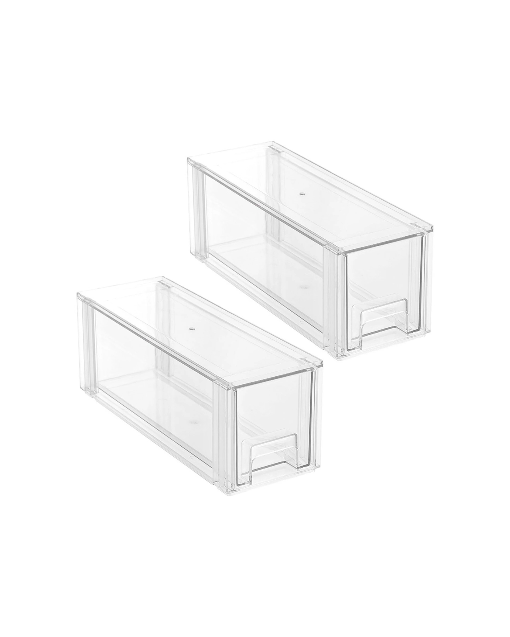 1 BOXSWEDEN 2PK Crystal Stackable Slim 35cm Storage Drawers Durable
 - plain, 1 of 6