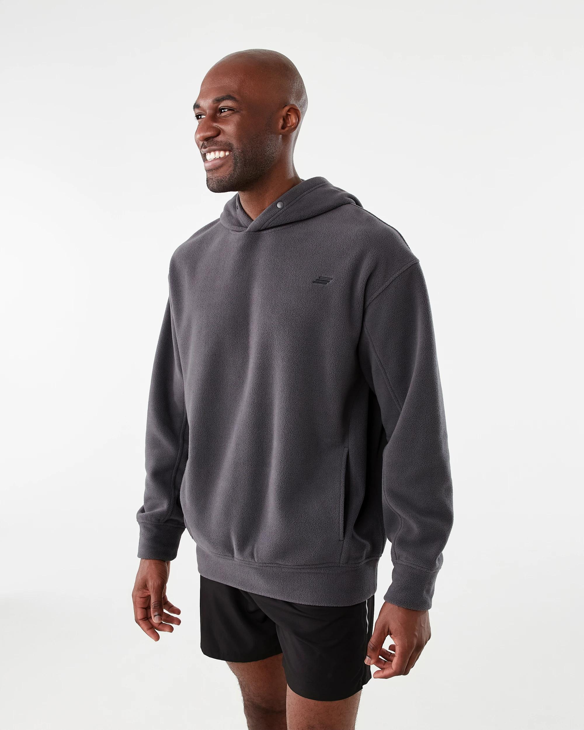 2 Active Mens Oversized Polar Fleece Hoodie Gry Drkish, 2 of 7
