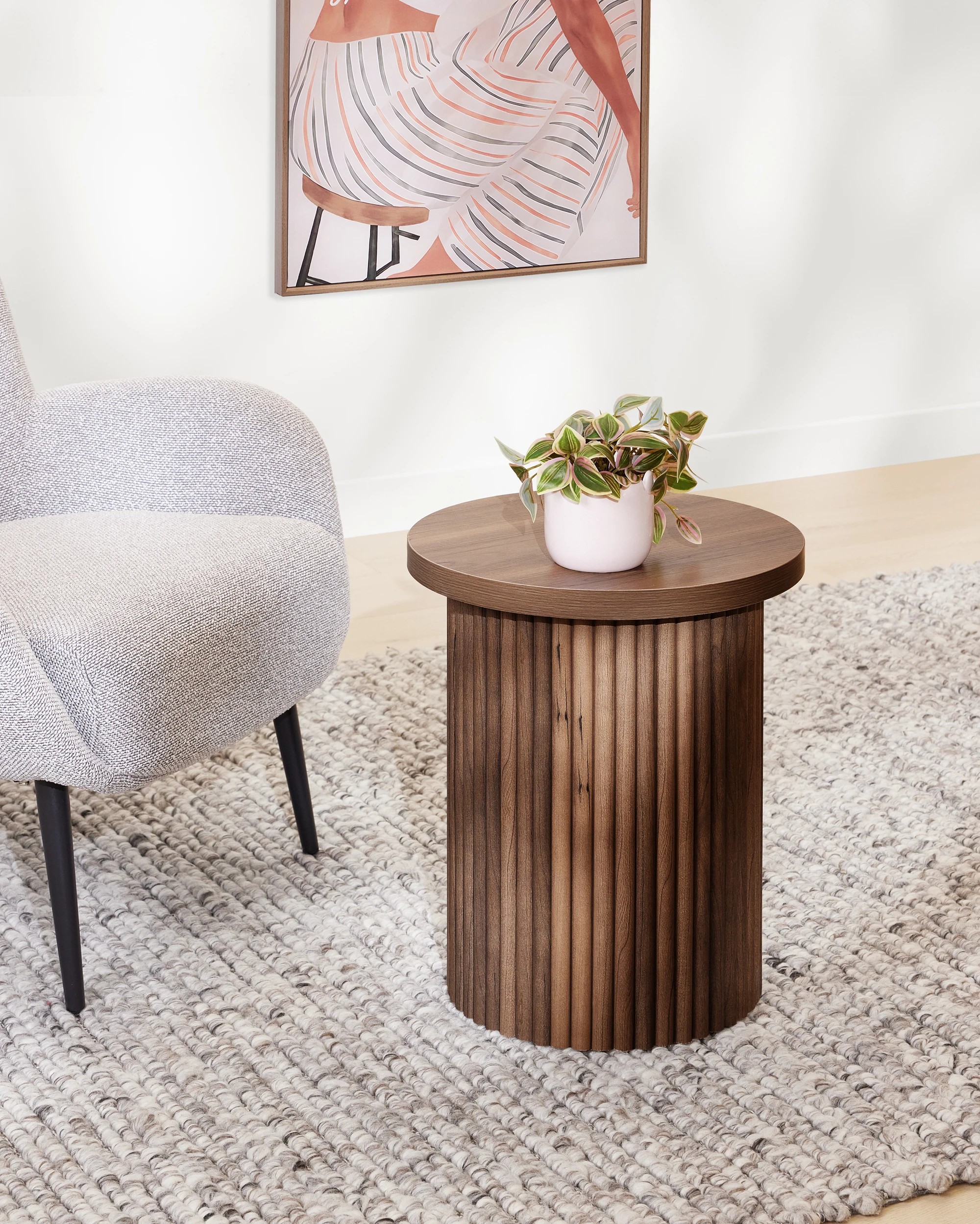 1 Ryan Ribbed Side Table - Walnut, 1 of 7