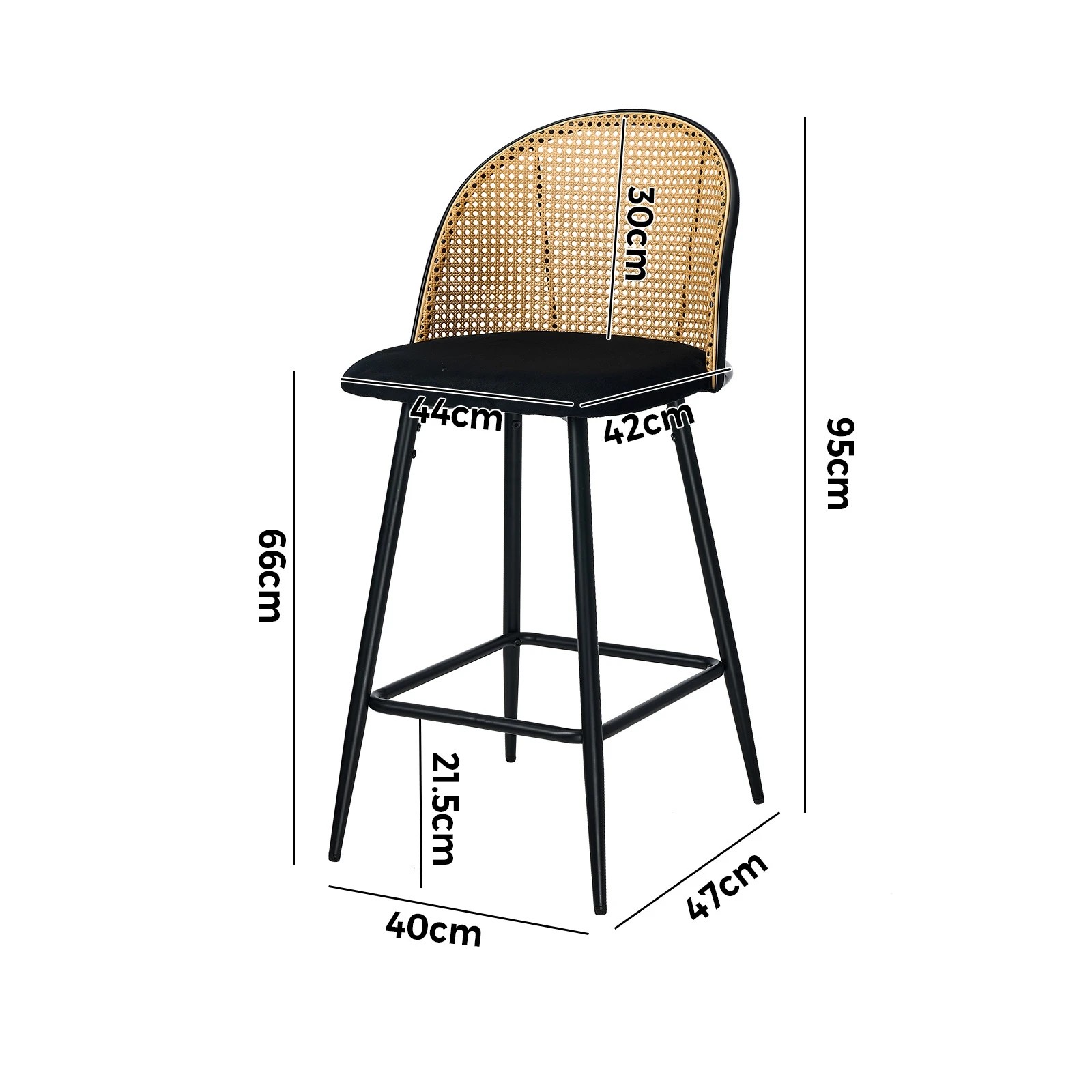 10 Oikiture Bar Stools Kitchen Counter Stool Rattan Dining Chair Velvet X4
 - Black, 10 of 10