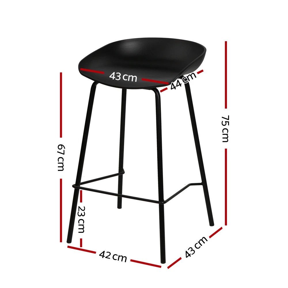 2 Artiss 2x Bar Stools Kitchen Counter Stools Metal - Black, 2 of 8