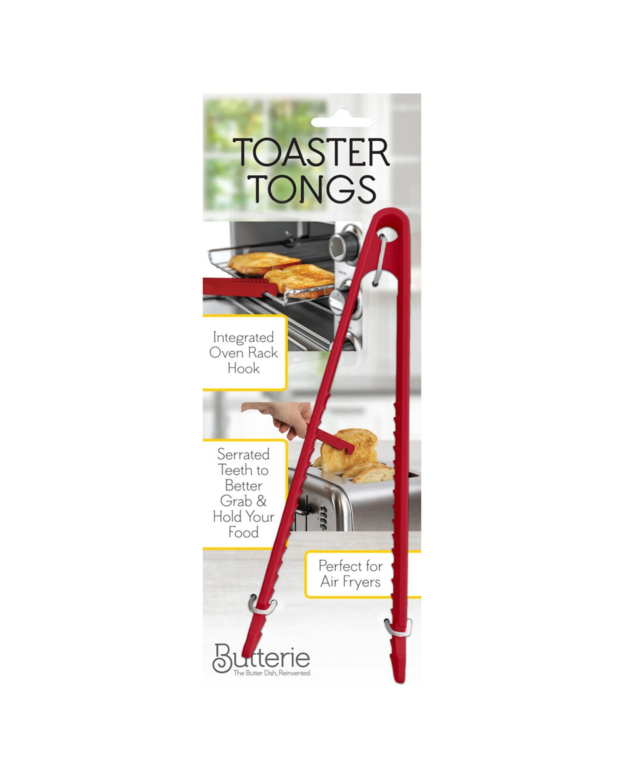 5 Butterie 2PK Plastic Toaster Kitchen Tongs Cooking Utensil 24x8.7cm - Red, 5 of 6