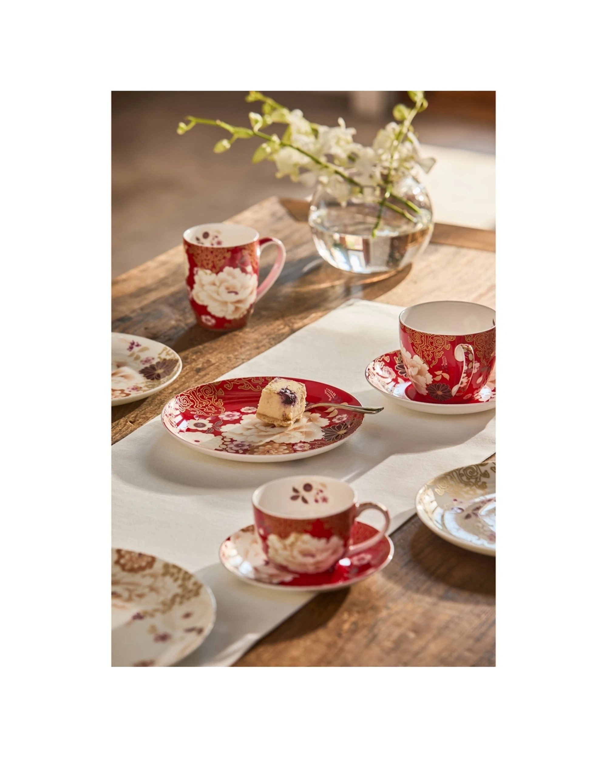 2 Maxwell And Williams Fine Bone China Cake Plate 20cm Kimono Gift Boxed - Red, 2 of 2