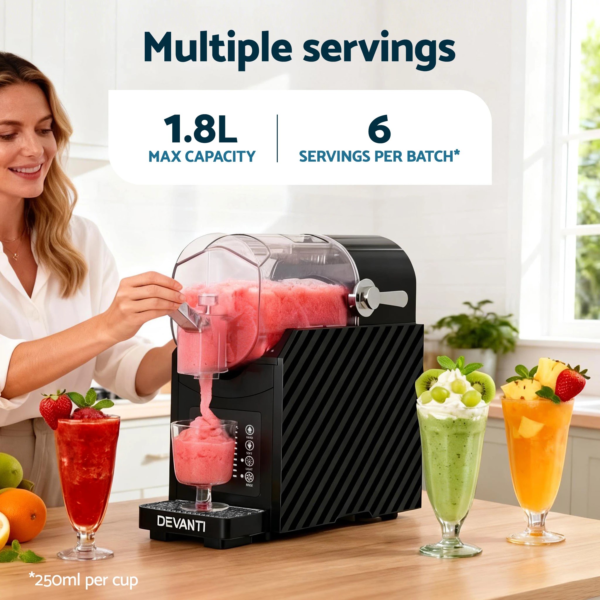 3 Devanti 1.8L Slushie Machine Maker Frozen Smoothies Milkshakes - Black, 3 of 8