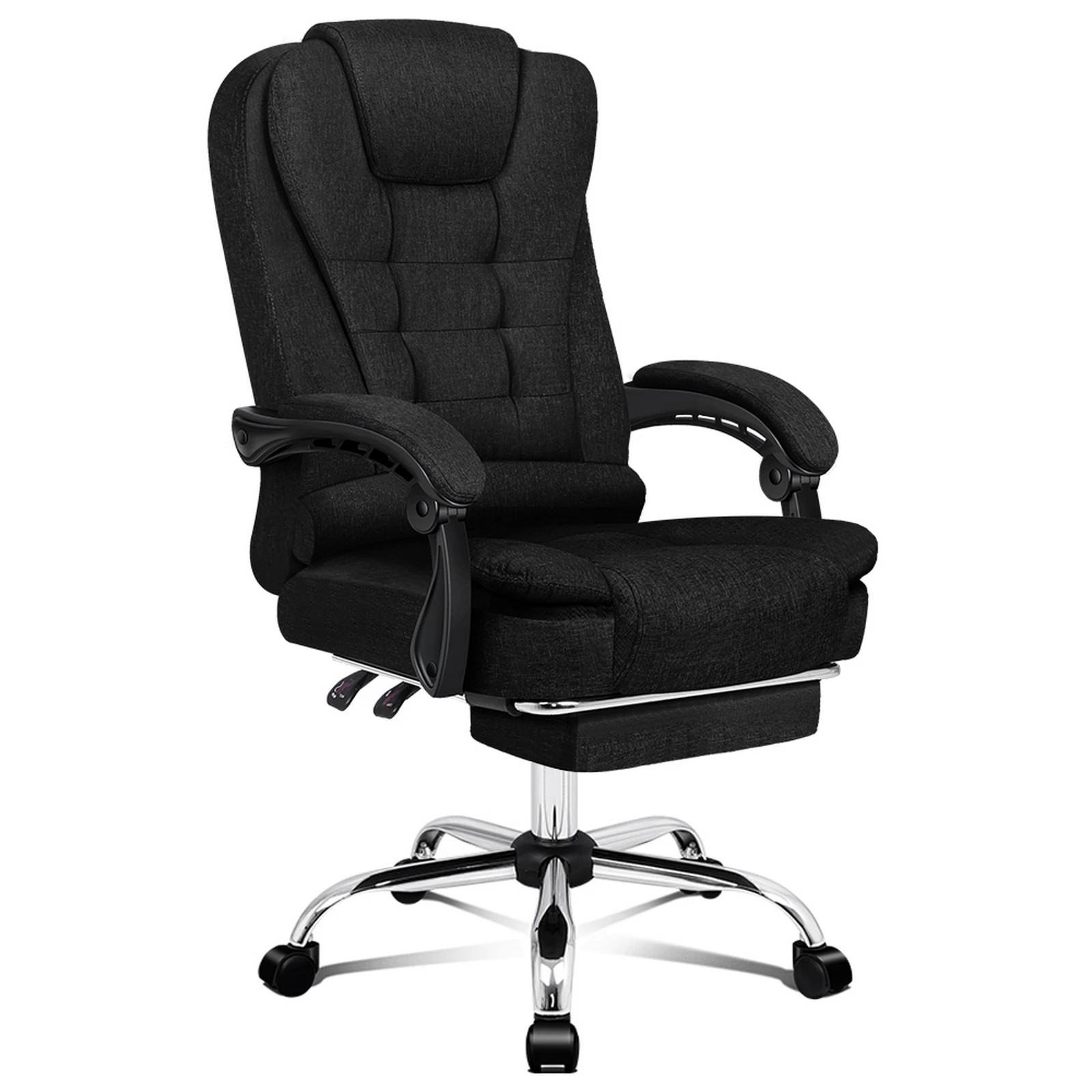 1 Alfordson Office Chair Gaming Executive Computer Racer Footrest Fabric - Black, 1 of 10