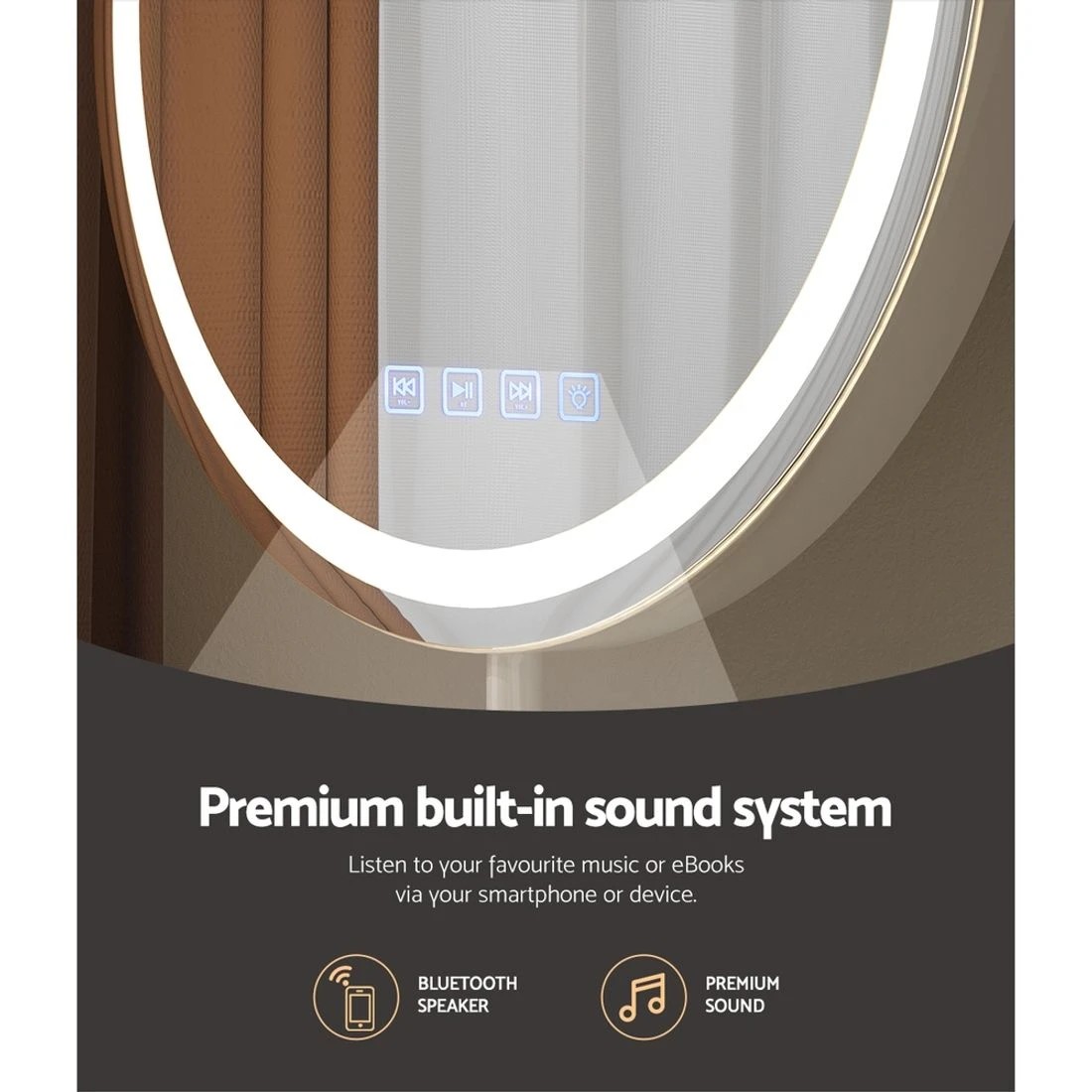 5 Embellir Makeup Mirror 40x40cm Hollywood Vanity with LED Light Tabletop Round - Multi, 5 of 6