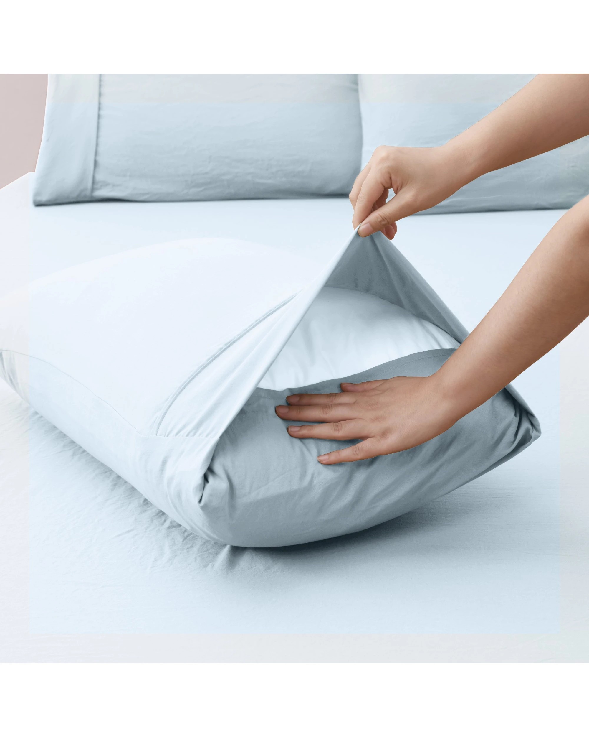 5 Dreamaker Superfine Washed Microfibre Quilt Cover Set - Double Bed - Ice Blue, 5 of 7