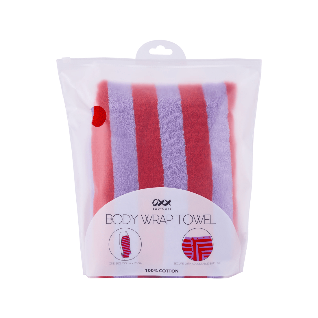 1 OXX Bodycare Cotton Body Wrap Towel - Purple and Red, 1 of 5