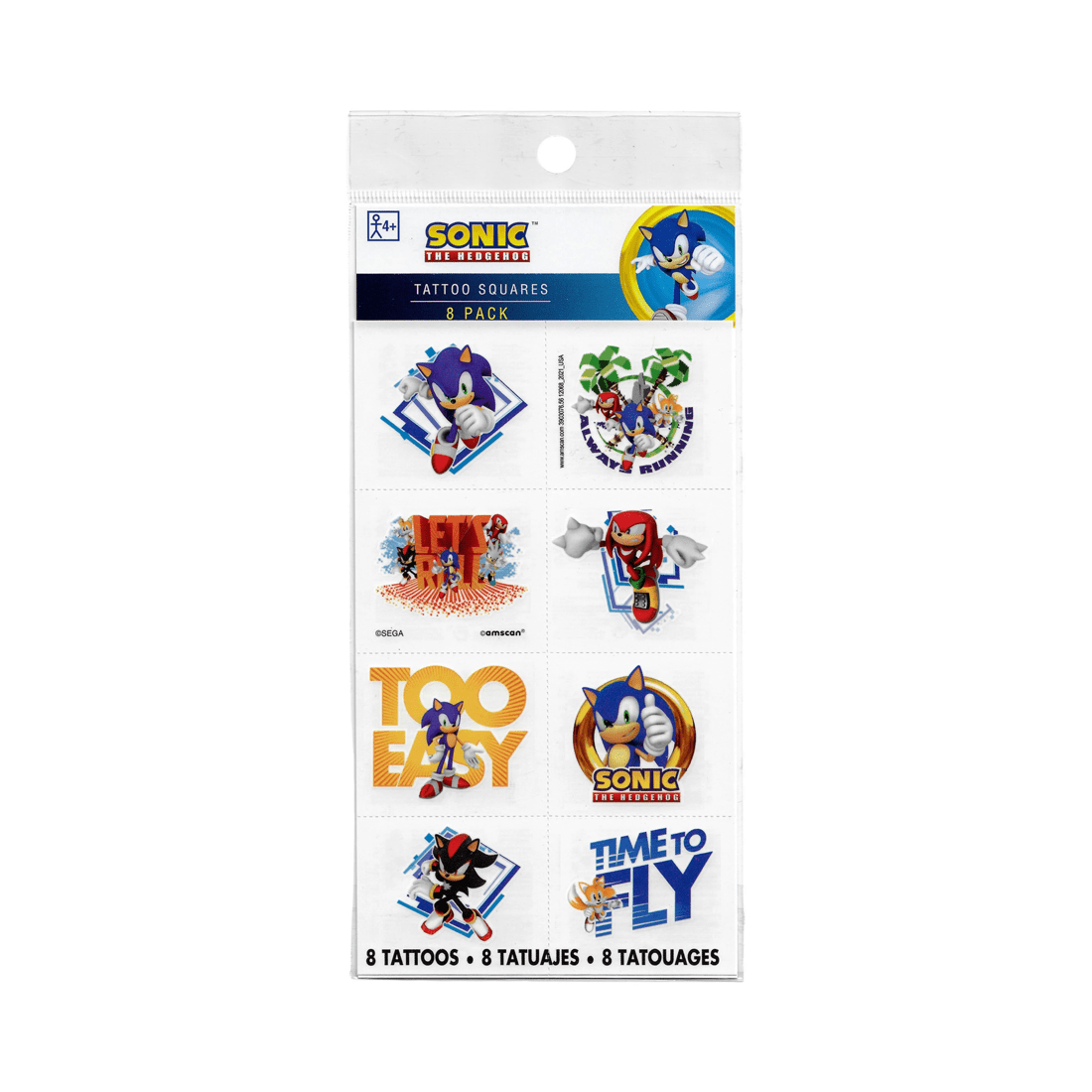 1 Amscan Sonic The Hedgehog Tattoos Pack of 8, 1 of 1