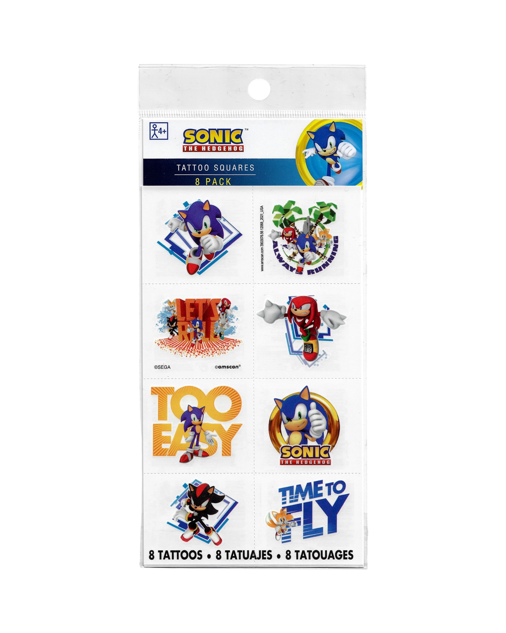 1 Sonic The Hedgehog Sonic The Hedgehog Tattoos Pack of 8, 1 of 1