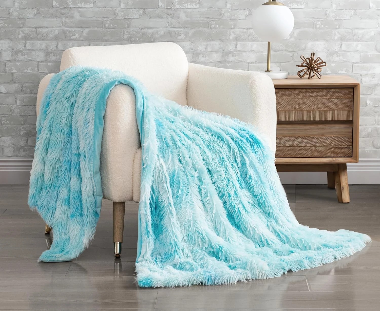 1 Gioia Casa Double-Sided Faux Fur Shaggy Throw Blanket Soft Warm Plush - Blue, 1 of 4