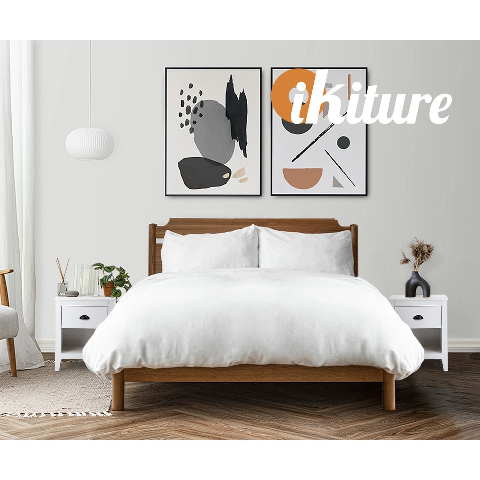 5 Oikiture Bedside Table Side End Tables Nightstand Vintage
 - White, 5 of 10