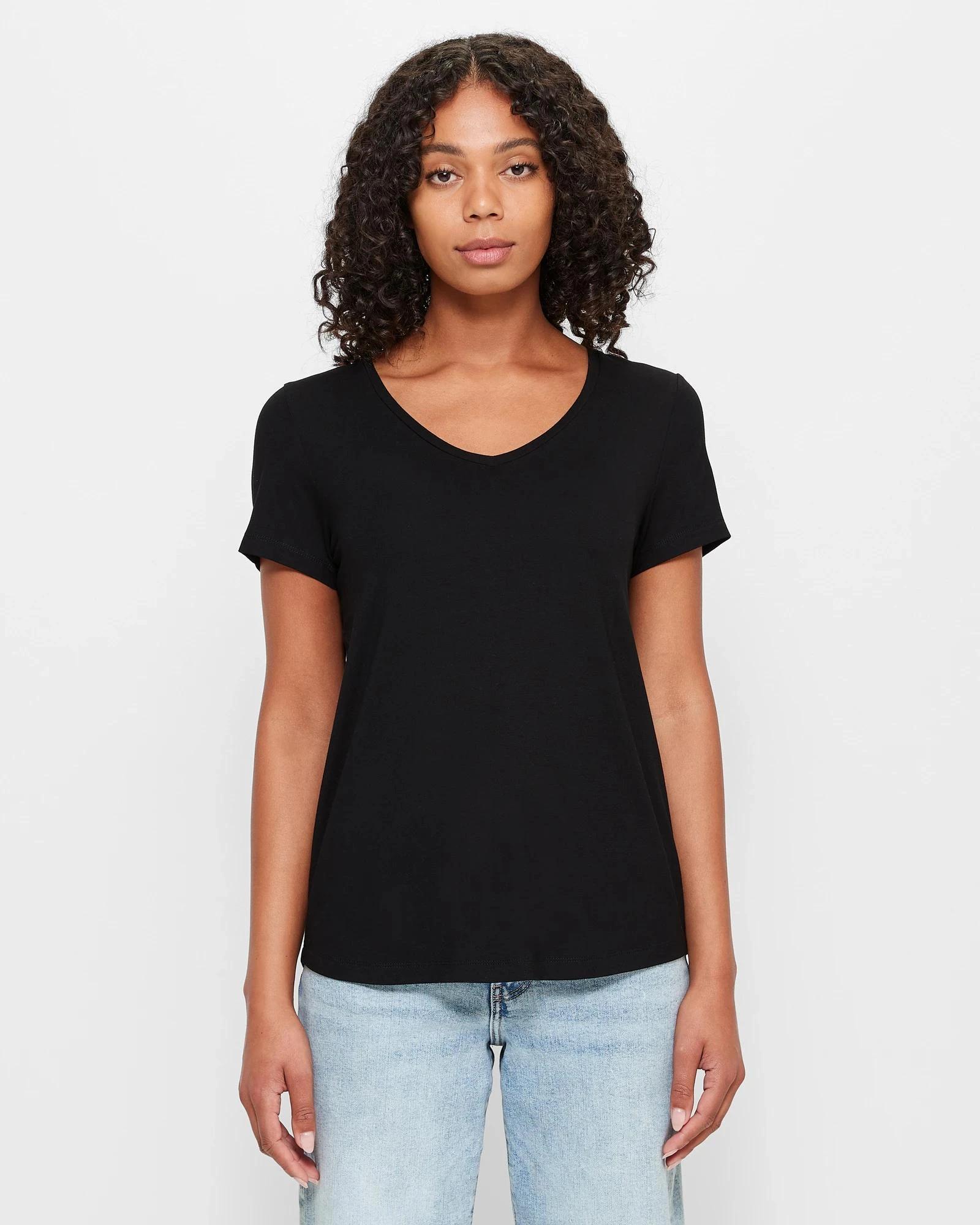 1 Target Viscose/Elastane V-Neck T-Shirt BLACK, 1 of 10
