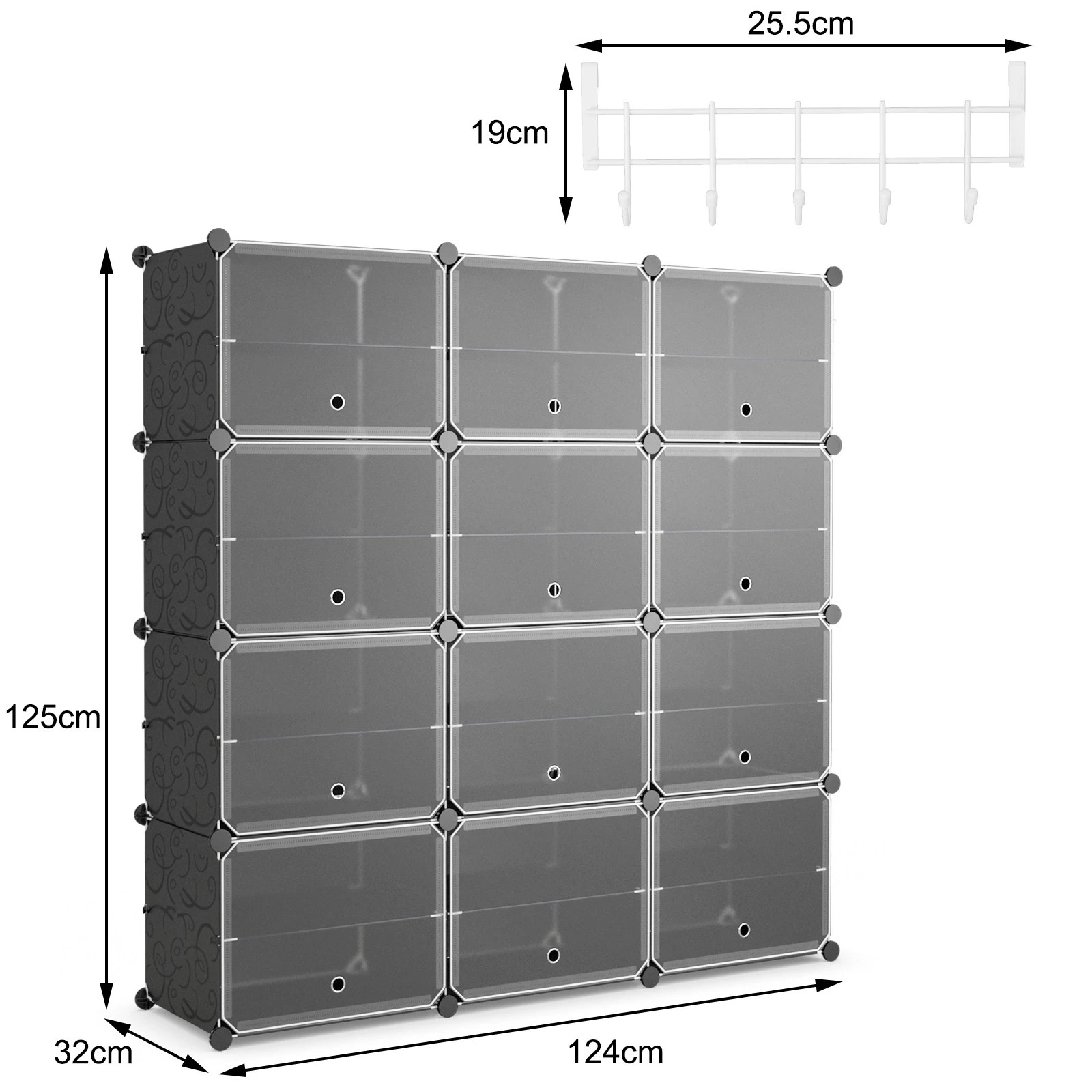 3 Costway 12-Cube Shoe Storage Cabinet 48 Pairs Shoe Shelves DIY Rack, 3 of 4