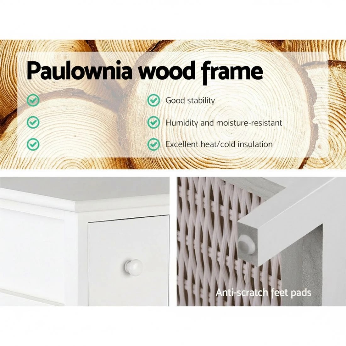 4 Artiss 5 Chest of Drawers Baskets Side Table - Yellow, 4 of 7