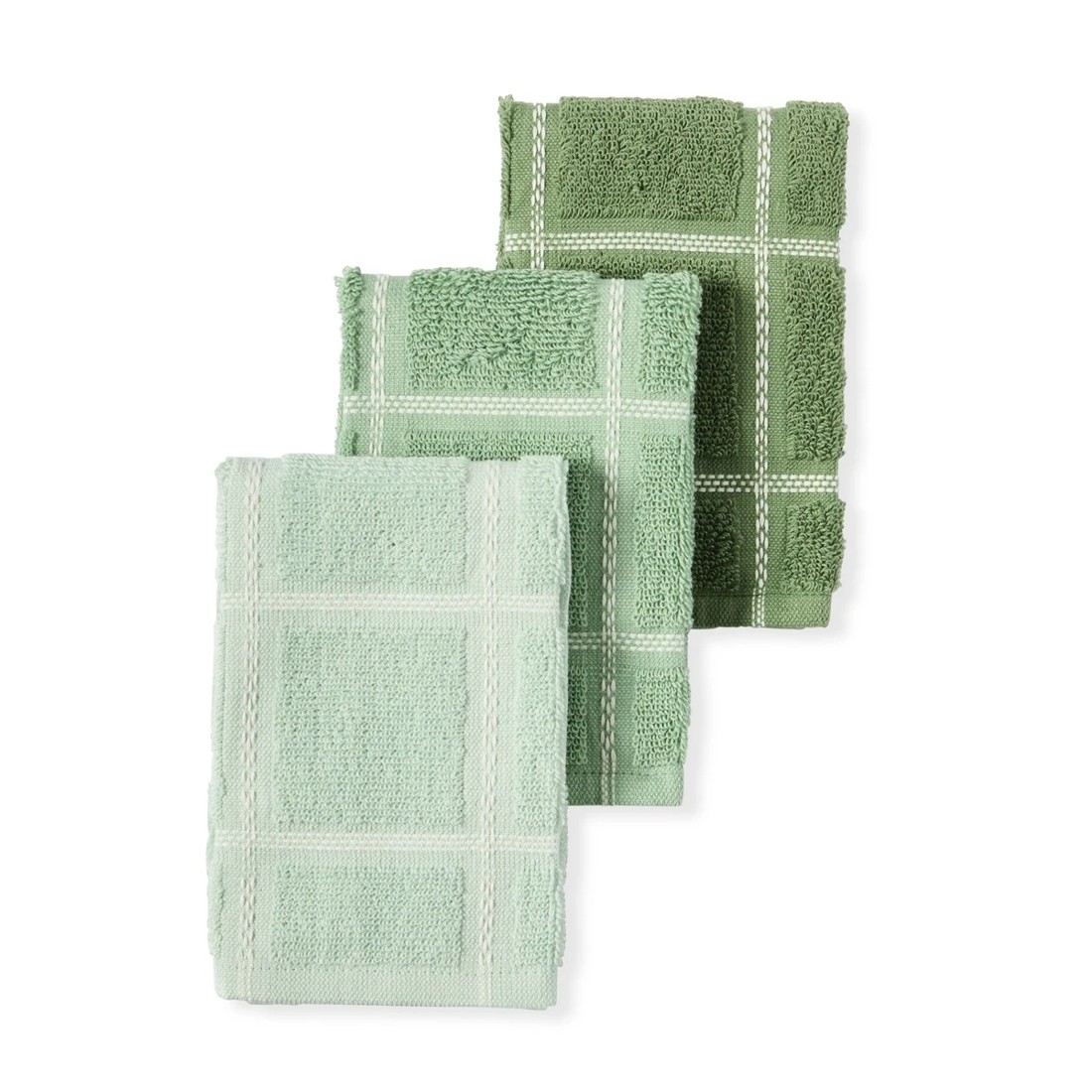 2 Pack of 3 Terry Dish Cloths - Green, 2 of 6
