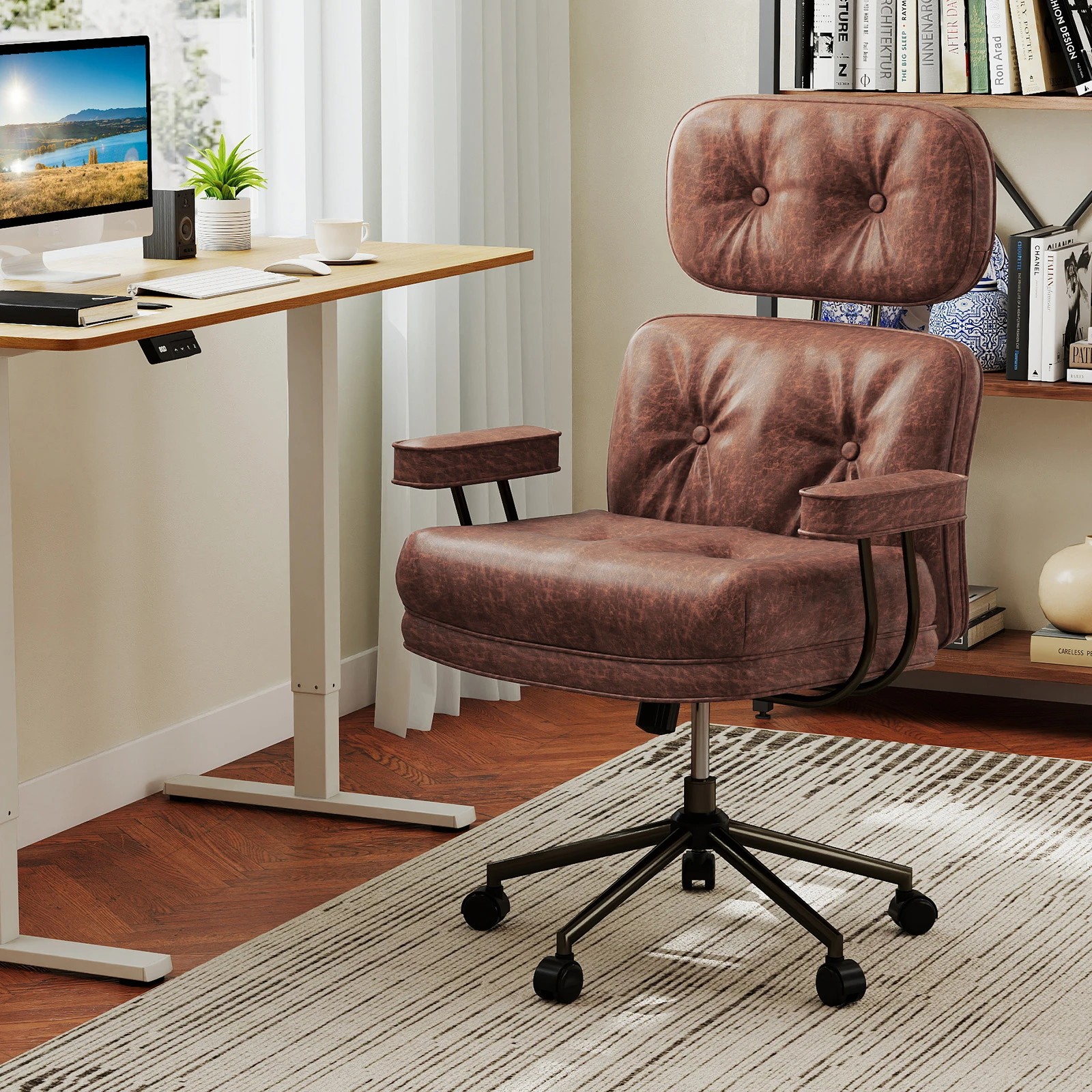 2 Costway Home Office Chair Ergonomic Computer Desk Chair Adjustable Rolling Swivel Armchair, 2 of 4