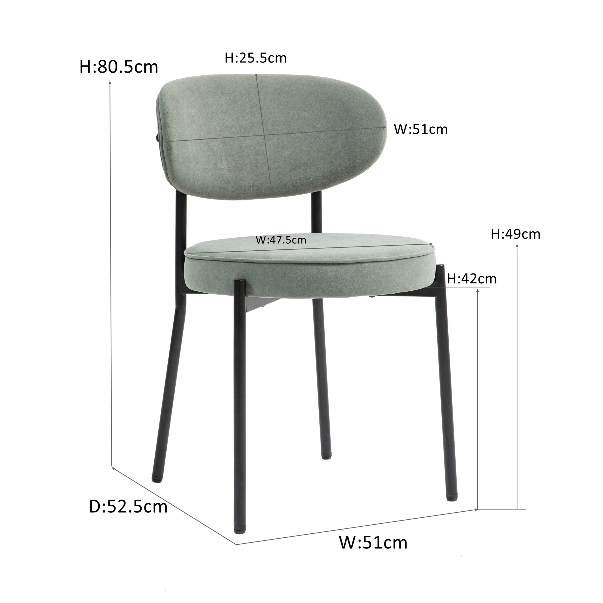 10 IHOMDEC Round Dining Chair Metal Frame and Legs Set of 2 - Green - Green, 10 of 10