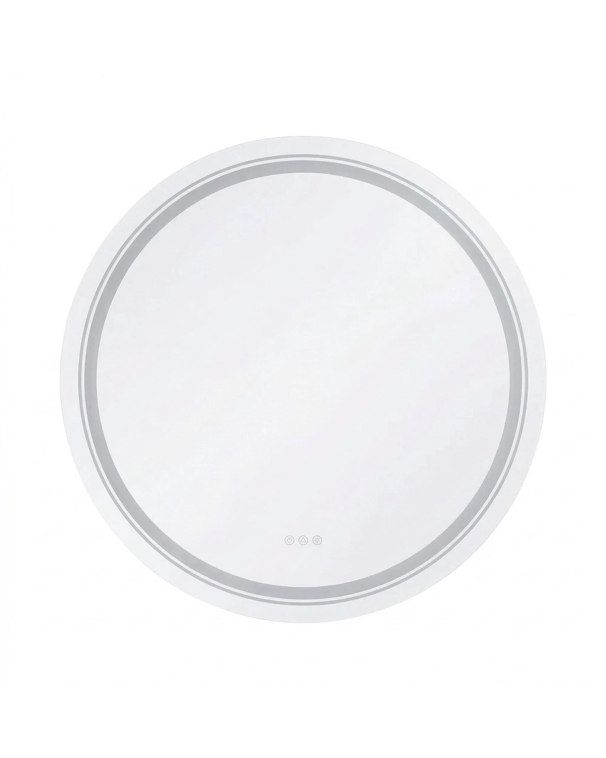1 OAKORY 90cm Round LED Smart Bathroom Mirror Front and Backlit Anti-Fog Dimmable, 1 of 4