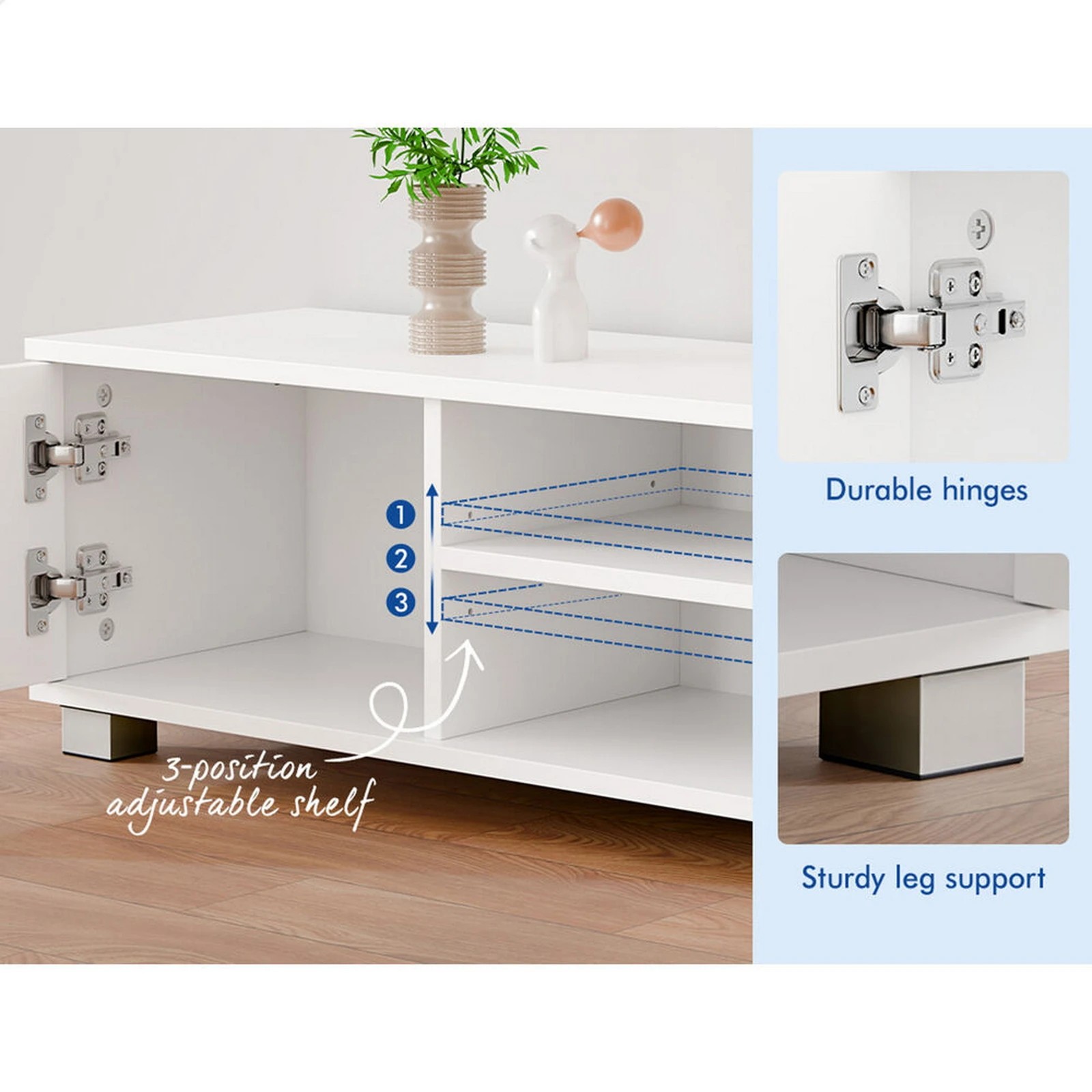 4 Alfordson Entertainment Unit TV Cabinet Stand 120cm Storage Drawer - White, 4 of 9