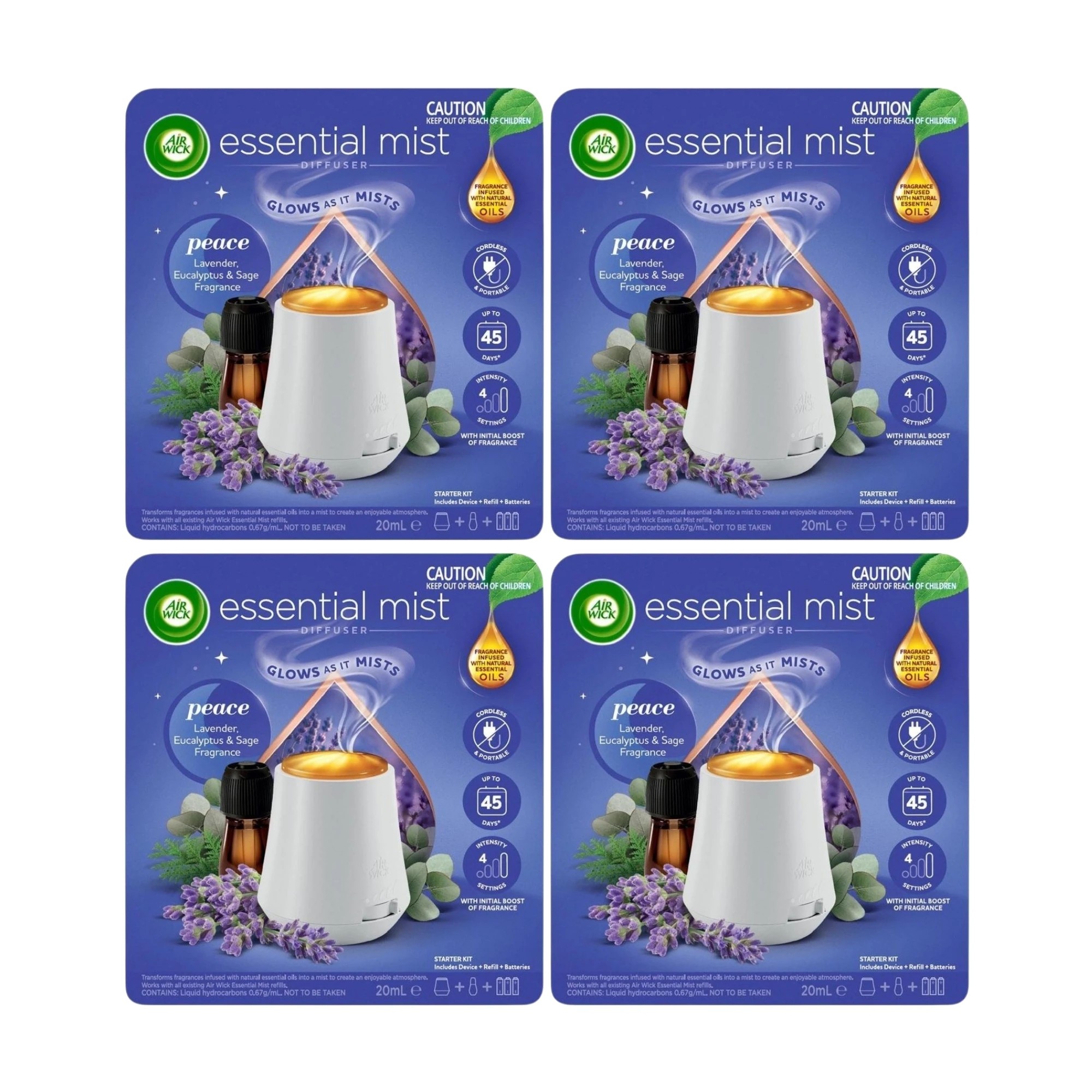 1 Air Wick Essential Mist Diffuser Peace Lavender Eucalyptus Sage 20Ml X4, 1 of 3