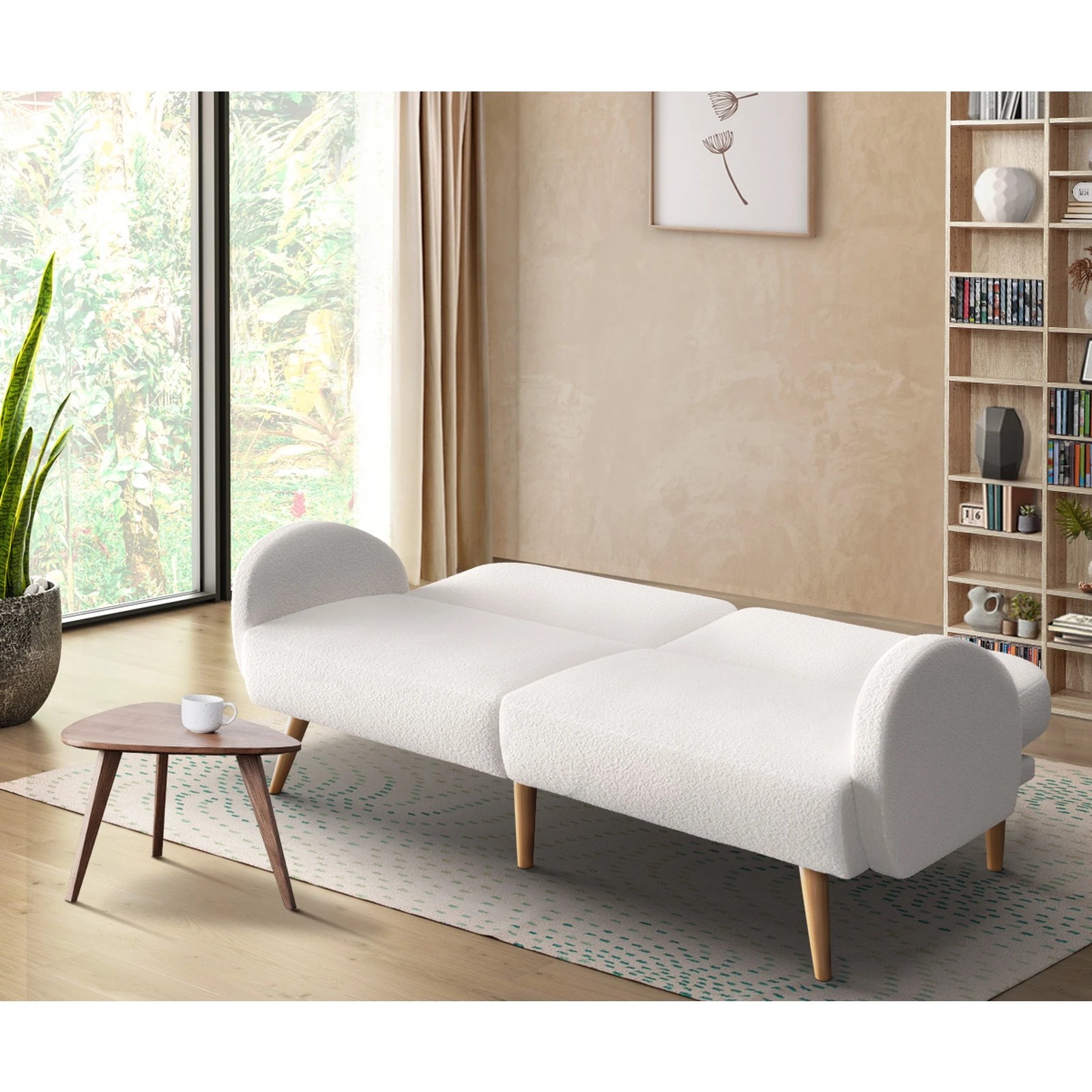 4 Oikiture Boucle Sofa Bed 3 Seater Recliner - White, 4 of 10