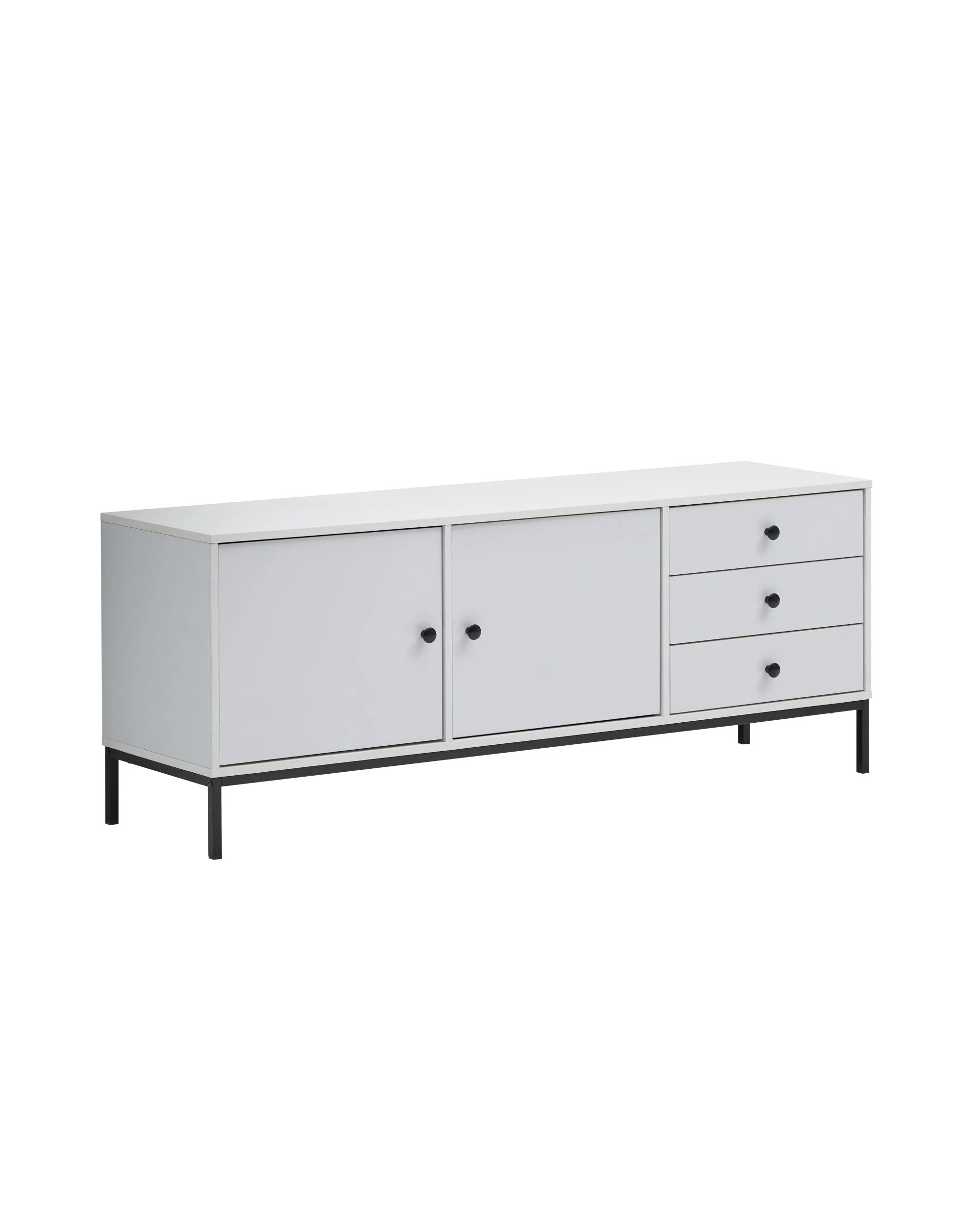 1 Kodu Entertainment Unit TV Unit Modern TV Stand 150cm 2 Doors 3 Drawers - White, 1 of 7