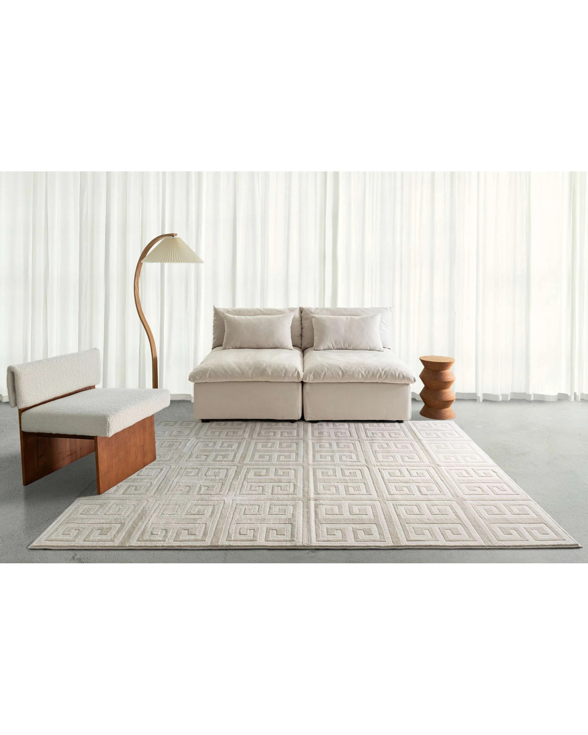 2 Loopsie Dakhla Textured Geometric Neutral Washable Rug-330cm x 240cm - Beige, 2 of 9