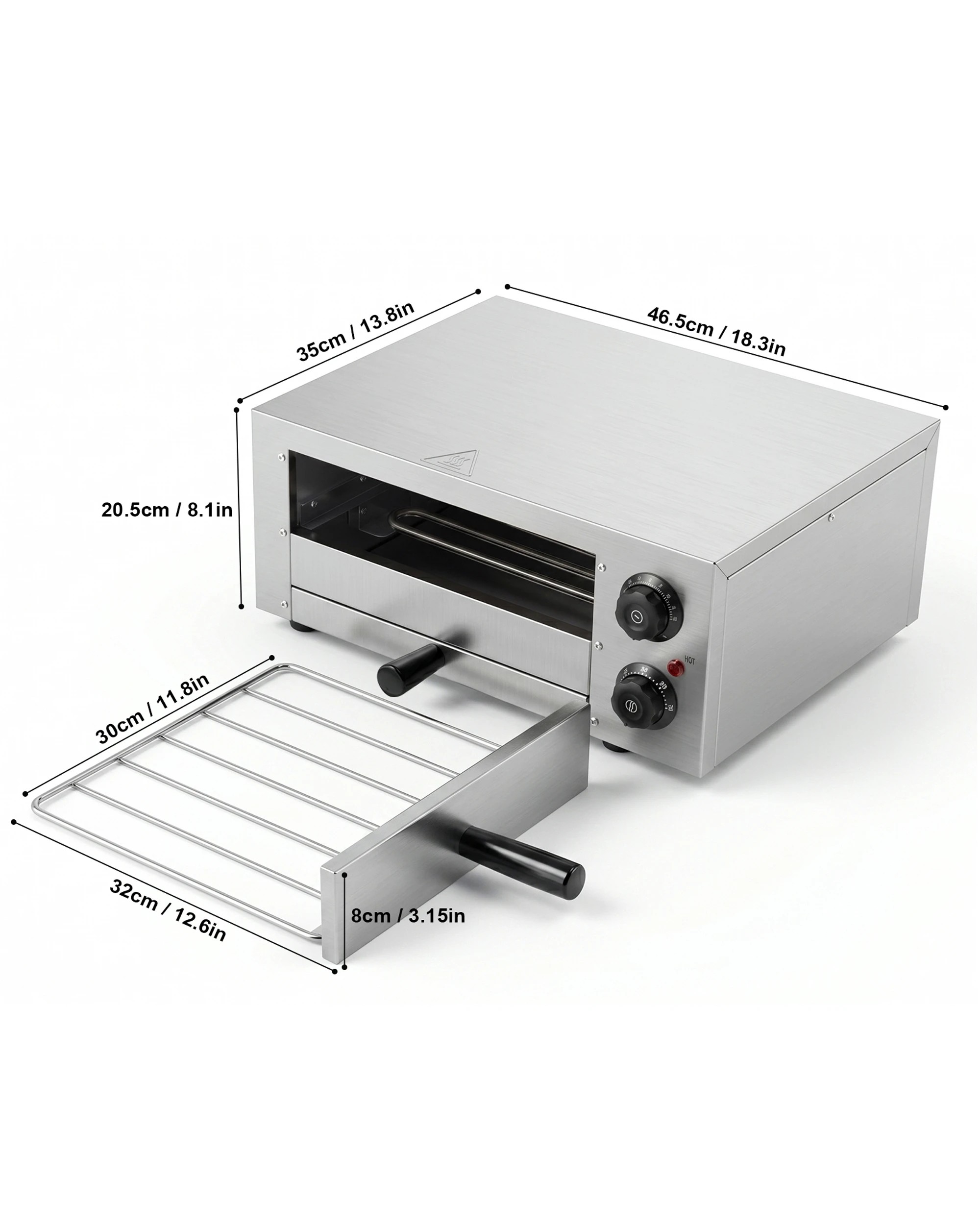 3 Advwin Pizza Oven, 12-Inch Commercial Pizza Maker Machine - Silver, 3 of 4