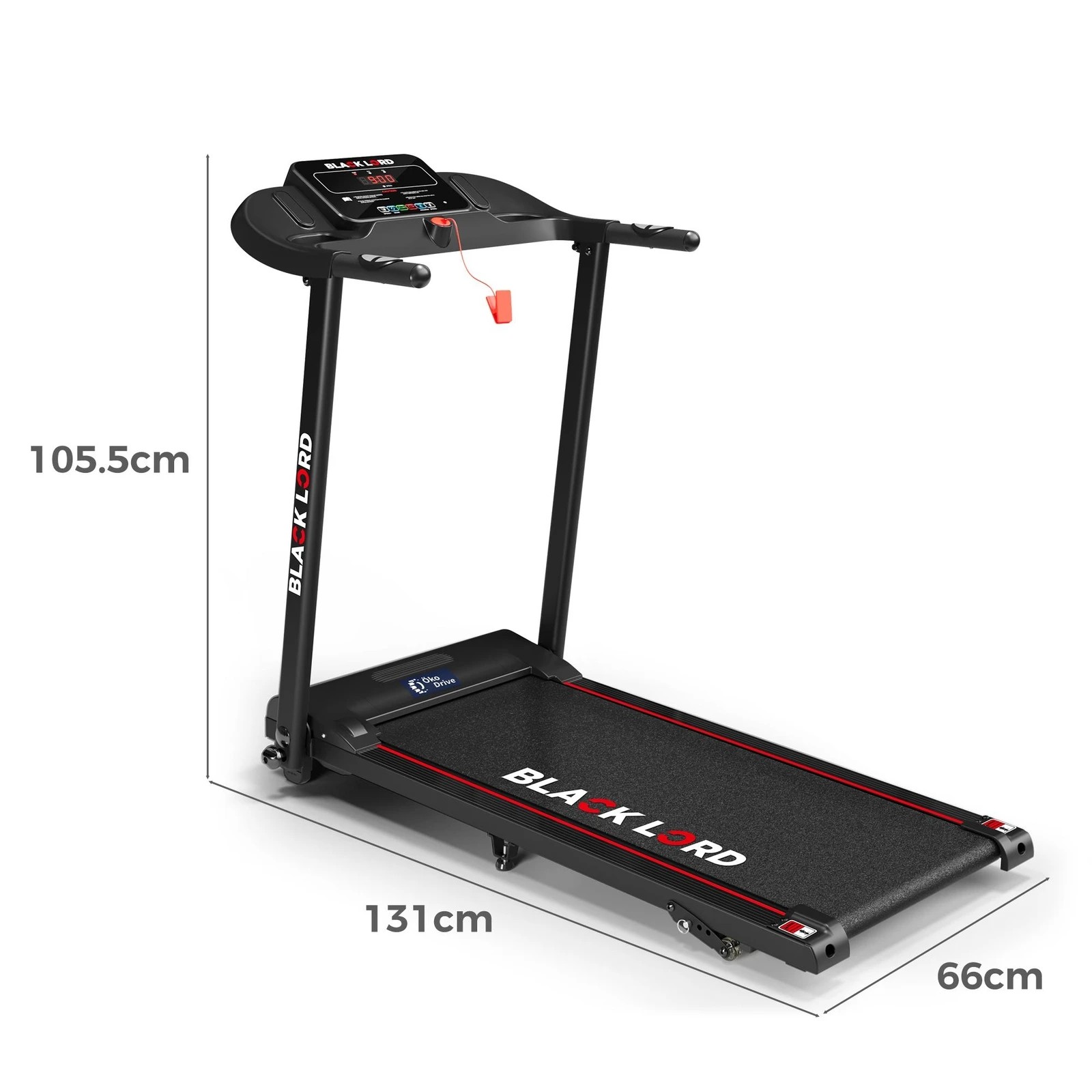 4 Black Lord Treadmill Electric Exercise Running Machine Incline Foldable 380mm, 4 of 10