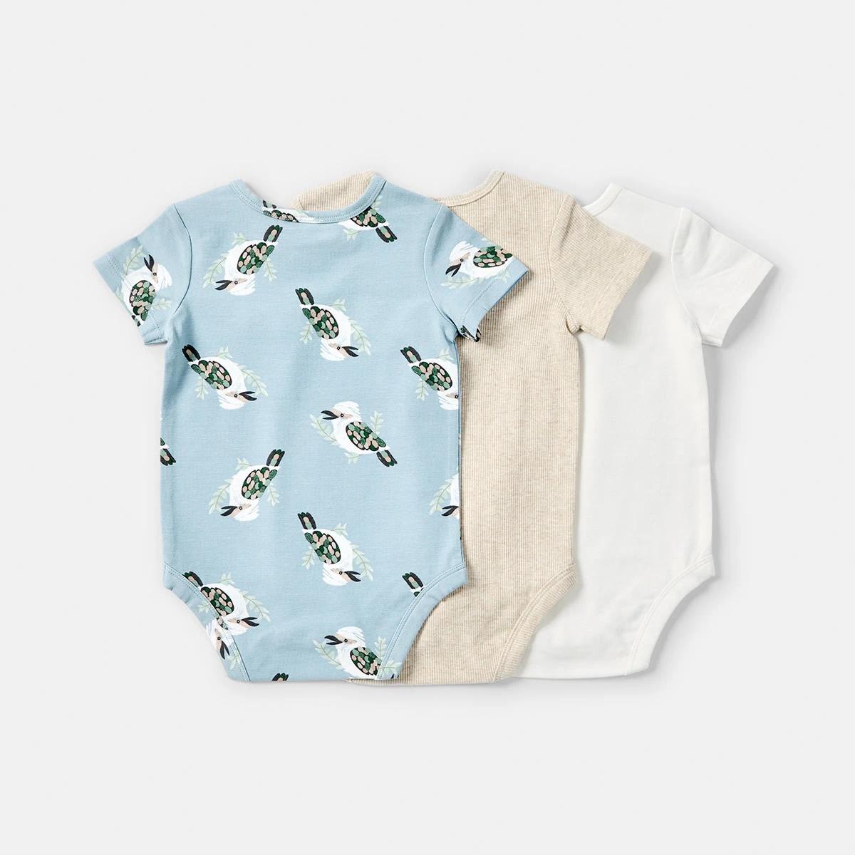 2 3 Pack Short Sleeve Bodysuits Kookaburra, 2 of 8