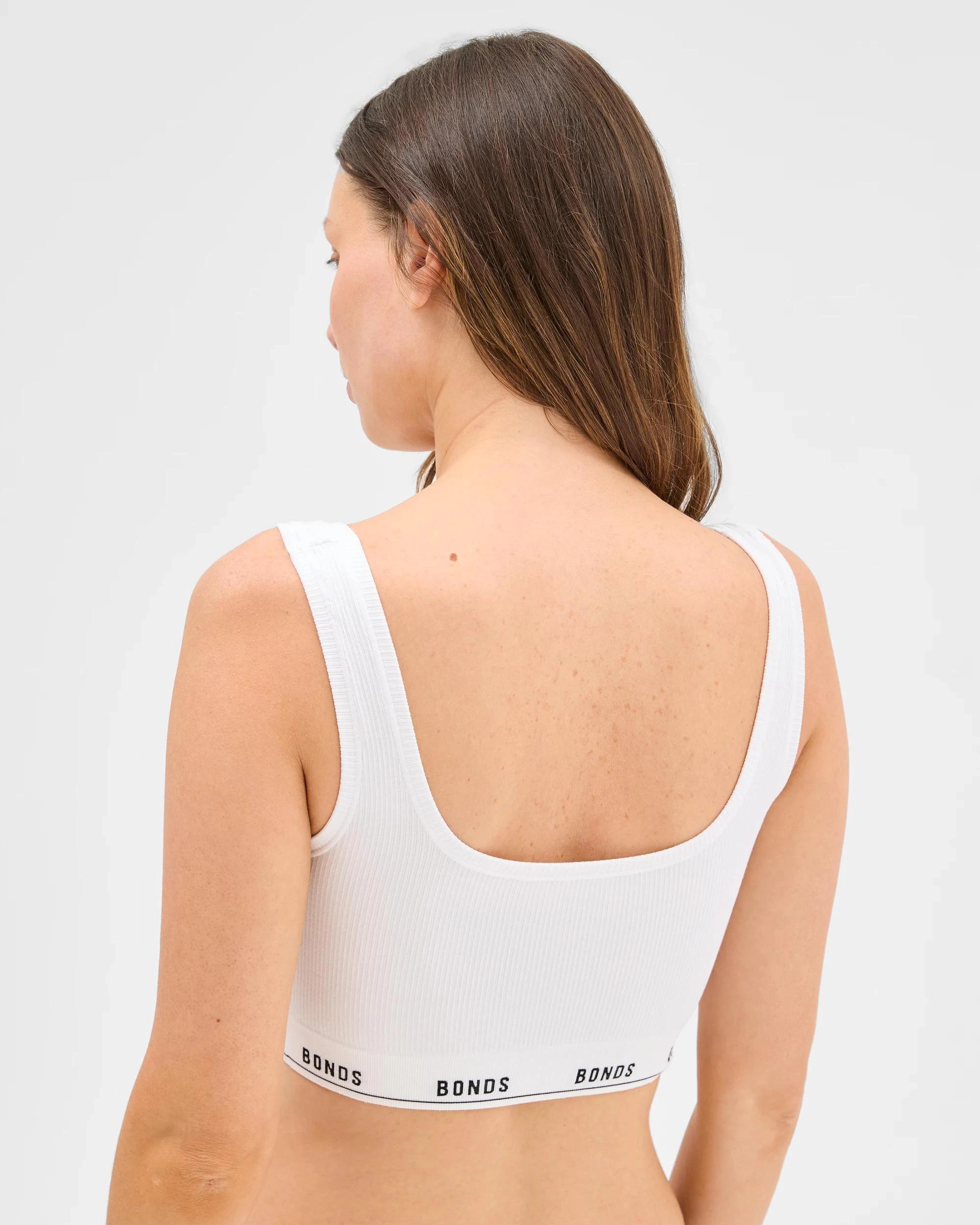 3 Womens Originals Bamboo Seamless Rib Crop Top - Bonds WHITE, 3 of 3