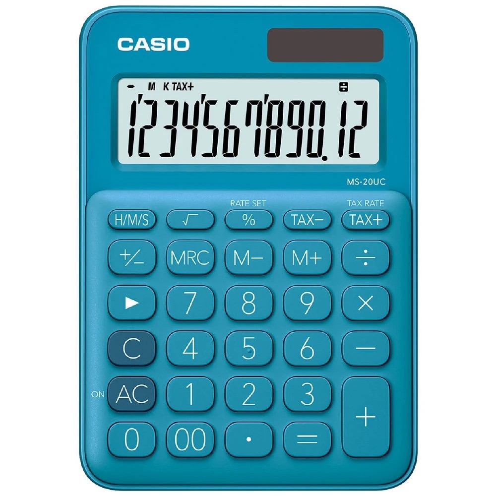 1 Casio 12 Digit Desktop Calculator Blue MS20UC, 1 of 2