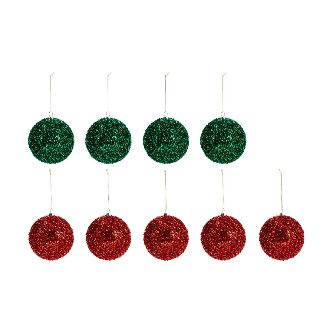 2 9 Pack 10cm Traditional Tinsel Baubles, 2 of 5