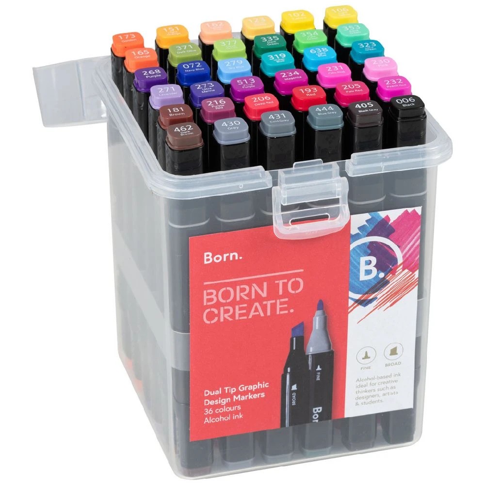 1 Born Dual-Tip Graphic Design Markers 36 Pack Assorted, 1 of 6