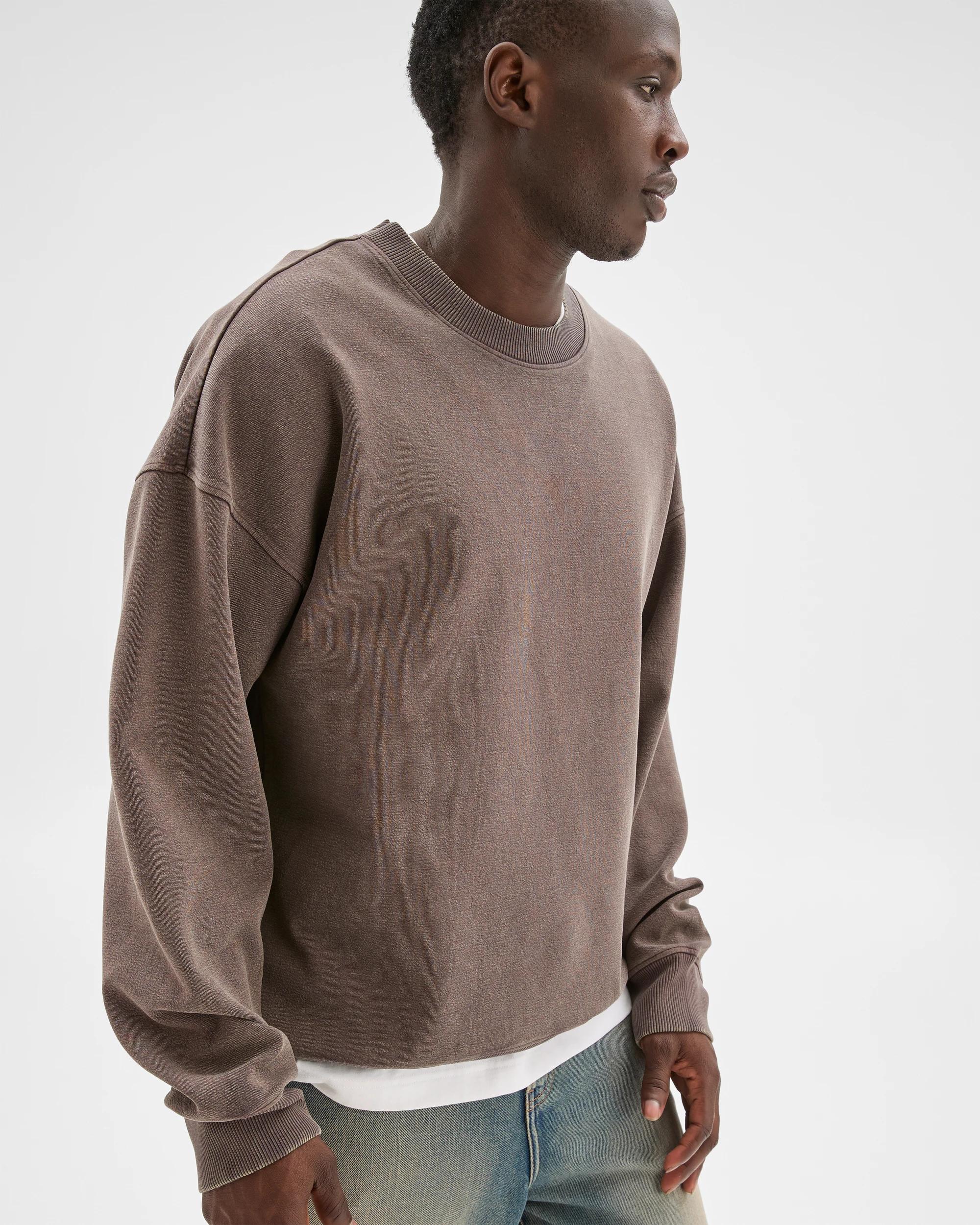 3 Commons Australian Cotton Blend Oversized Heavyweight Fleece Crew Jumper CHOCOLATE BROWN, 3 of 6