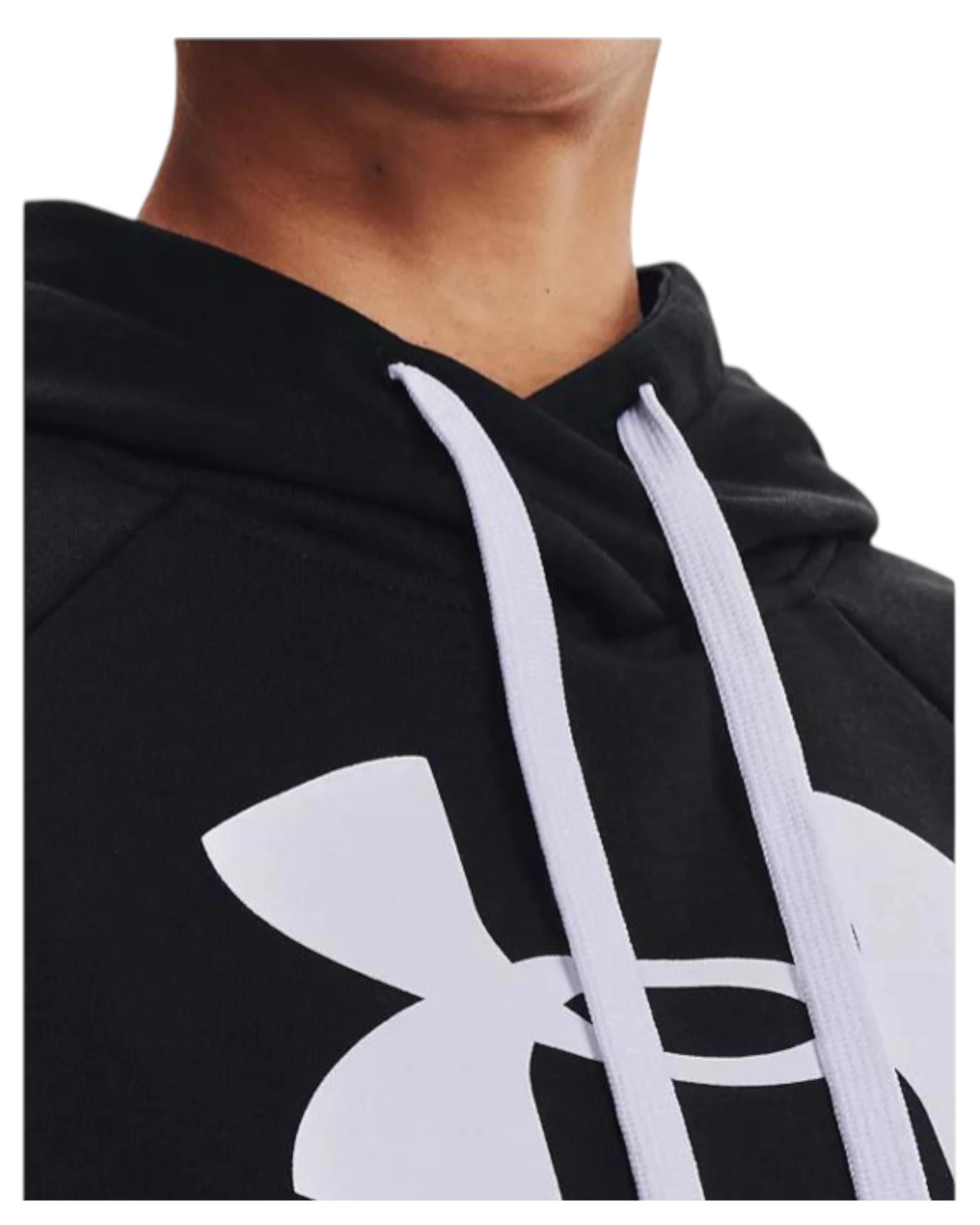 2 Under Armour Womens Black/White Rival Fleece Logo Hoodie BLACK/ WHITE, 2 of 5